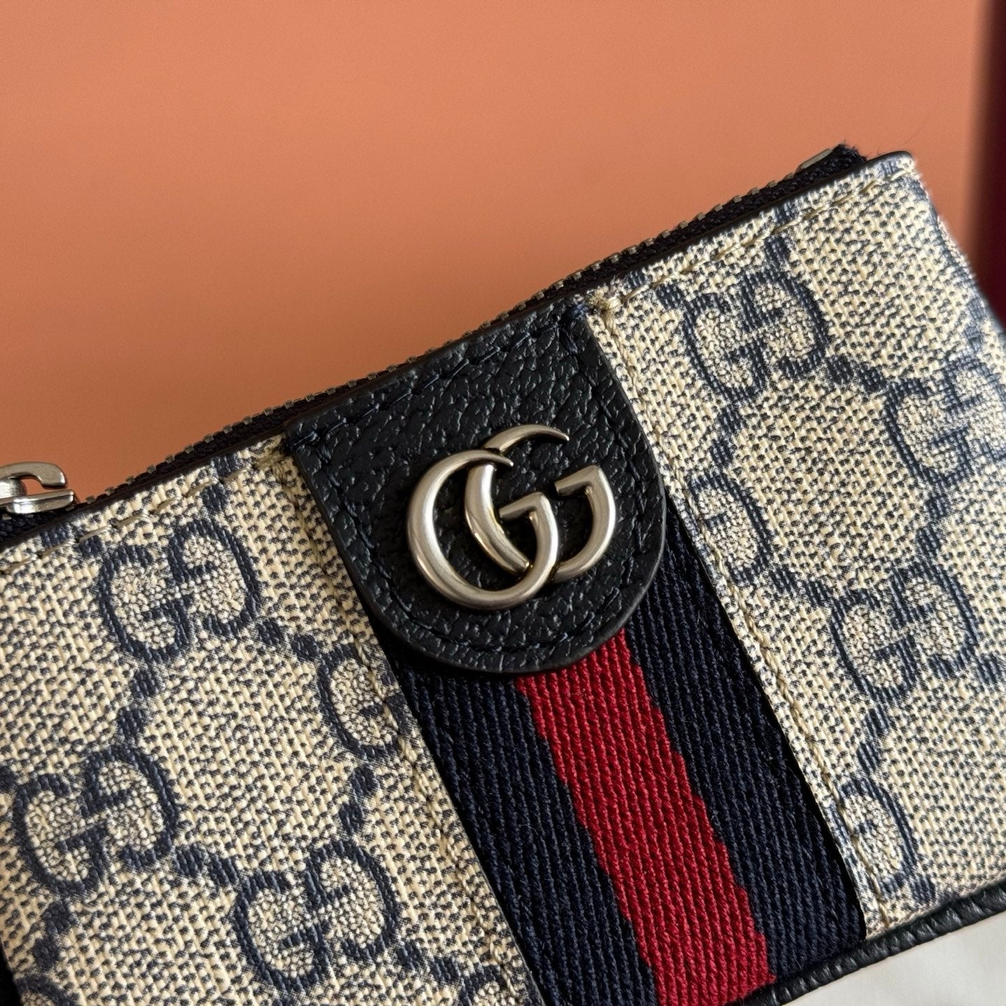 GG Ophidia Supreme Key Case Black Beige Canvas