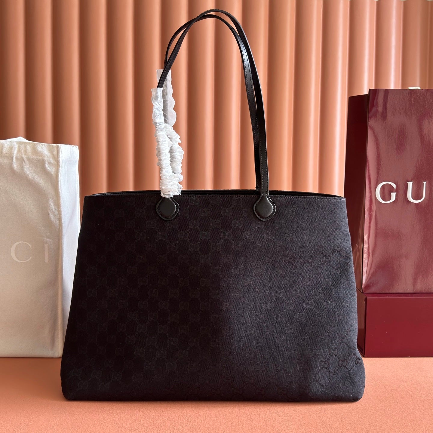 GG NY Large Tote Bag Black Canvas 292662