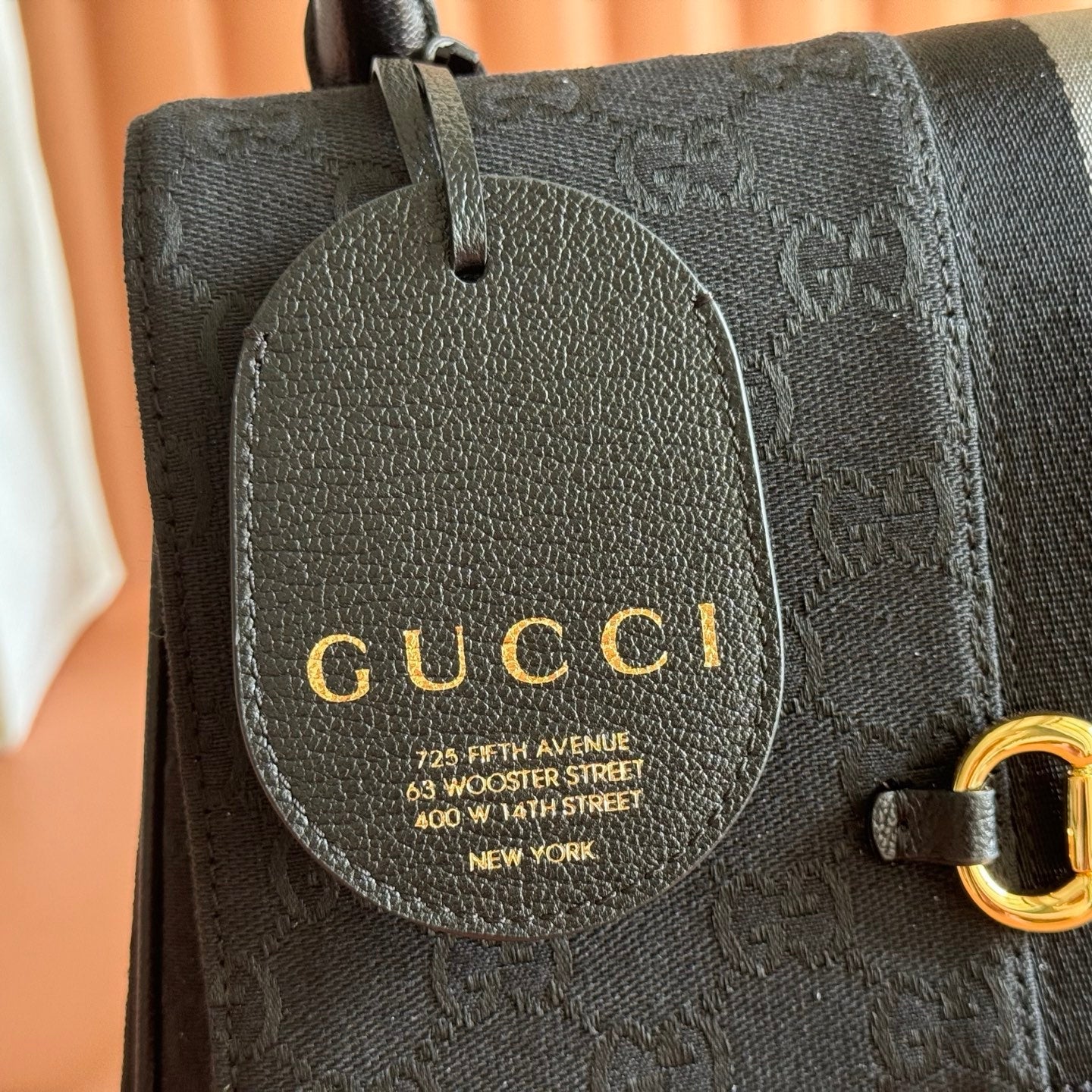 GG Paparazzo Medium Top Handle Bag 32cm Black Canvas 292655