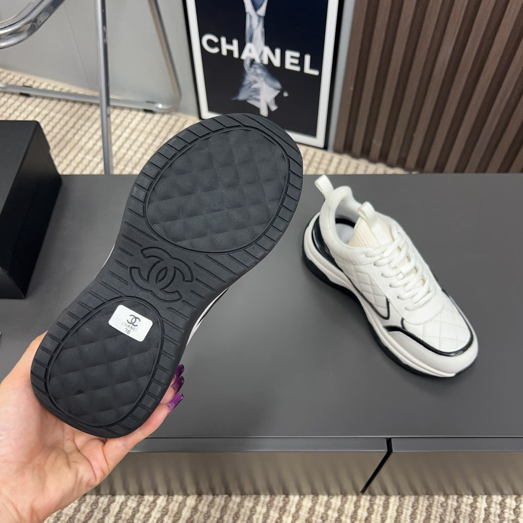 CC Sneaker White Quilted Cowhide