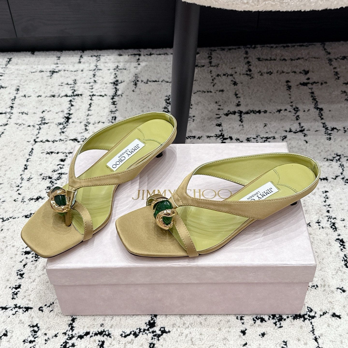 JC Emeri 35mm Sandals Olive Satin 880815