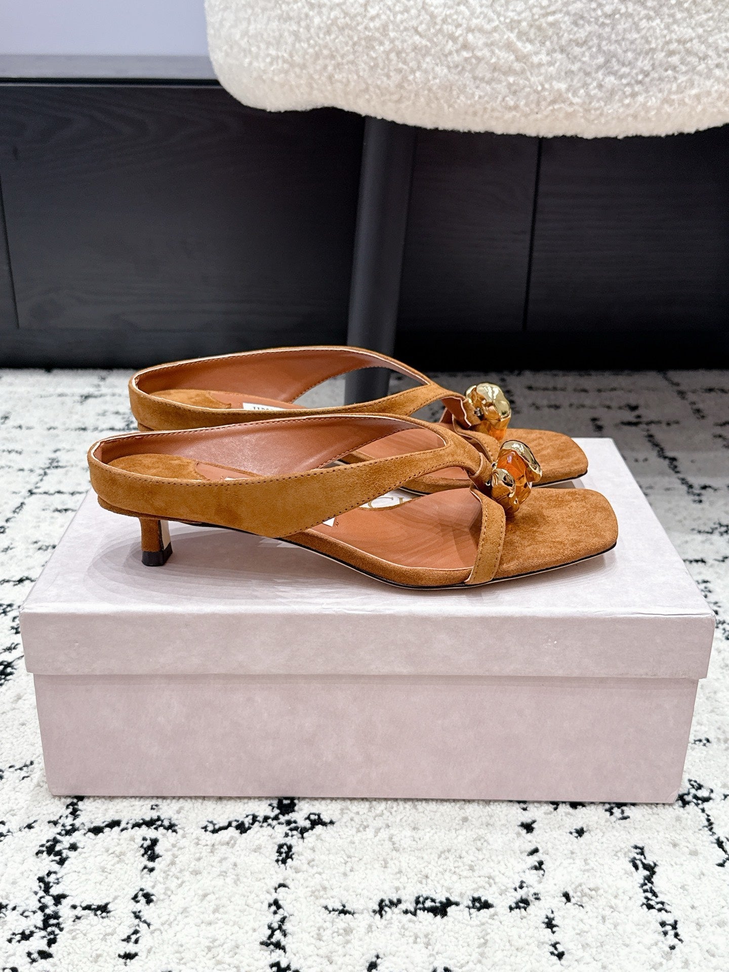 JC Emeri 35mm Sandals Tan Brown Suede 880817