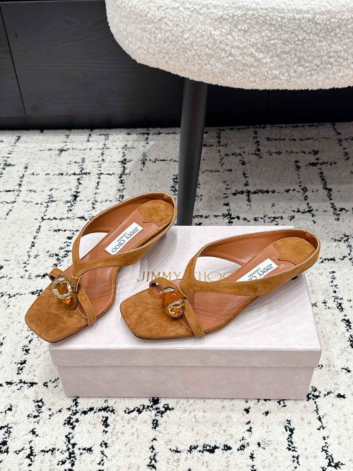 JC Emeri 35mm Sandals Tan Brown Suede 880817
