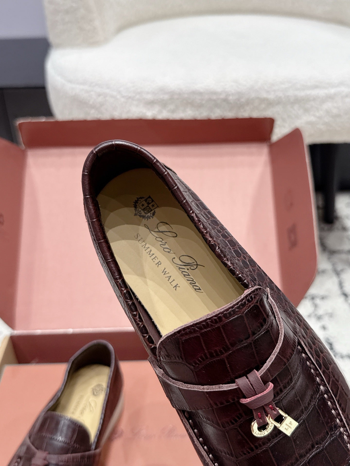 LP Summer Charms Walk Loafers Deep Burgundy Alligator Leather 923389