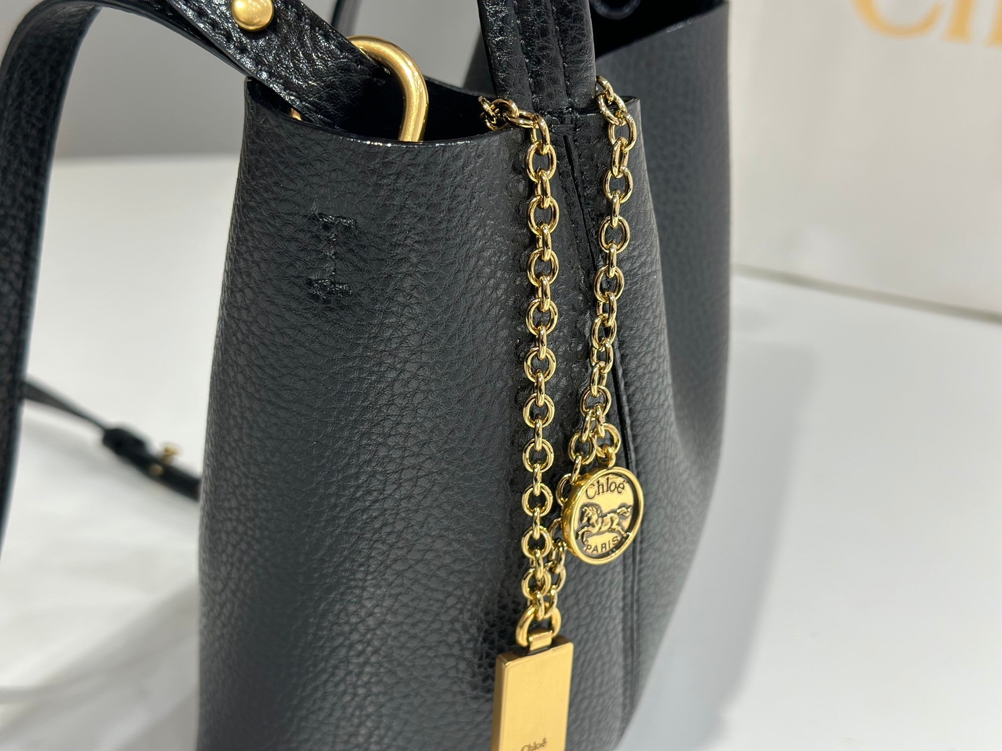 Chloe Spin Small Bag 18cm Black Calfskin