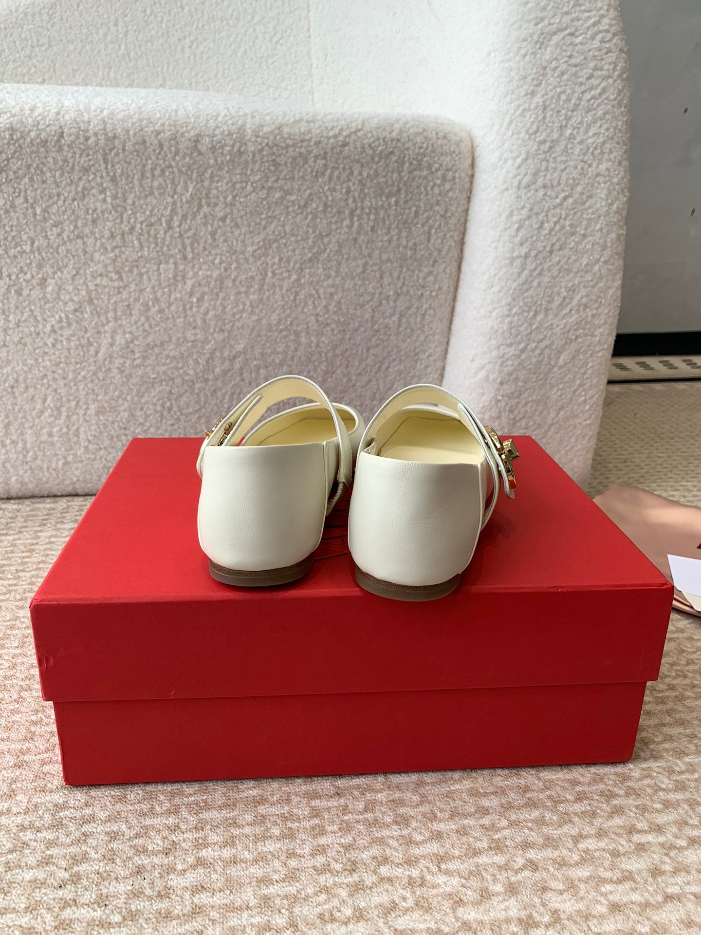 Valentino Locker Mary-Jane Ballerina In White Calfskin