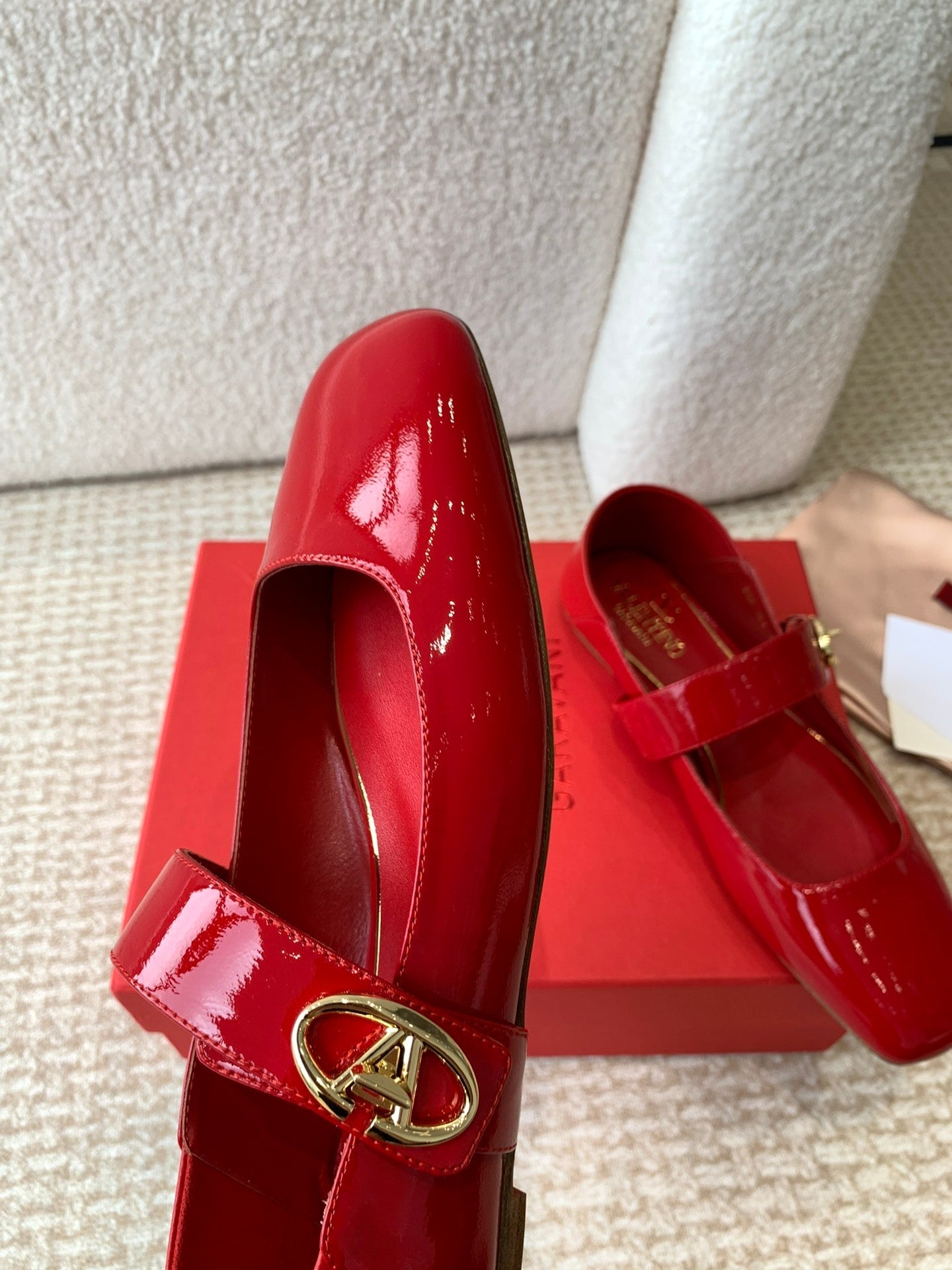 Valentino Locker Mary-Jane Ballerina In Crimson Red Calfskin