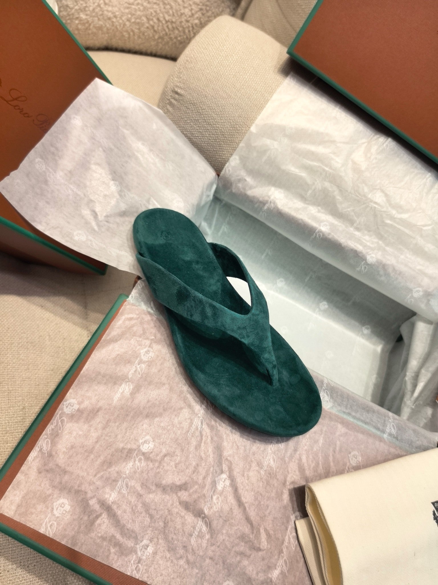 LP Ida Thong Sandal Teal Green Suede 798916