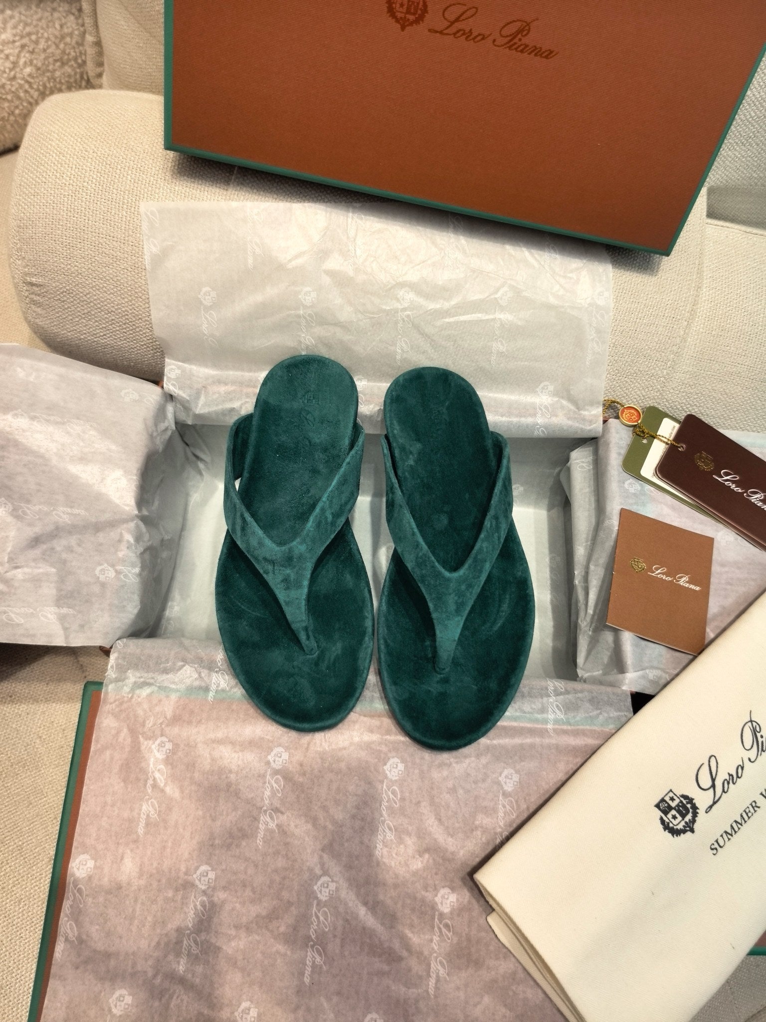 LP Ida Thong Sandal Teal Green Suede 798916