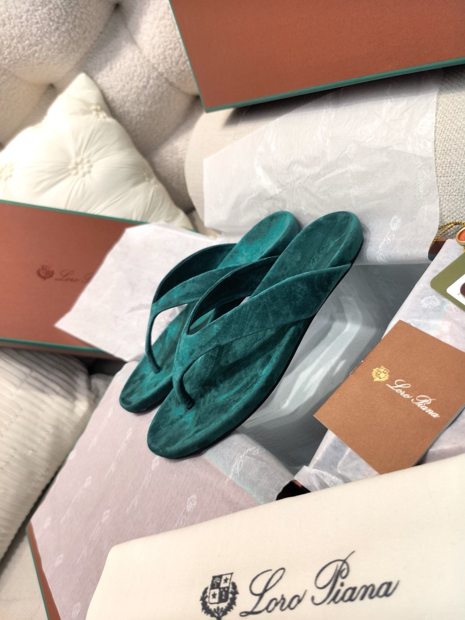 LP Ida Thong Sandal Teal Green Suede 798916