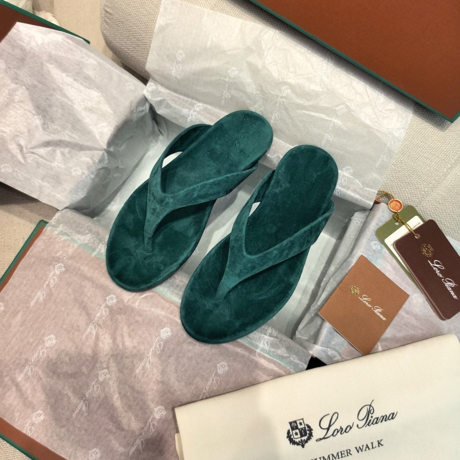 LP Ida Thong Sandal Teal Green Suede 798916