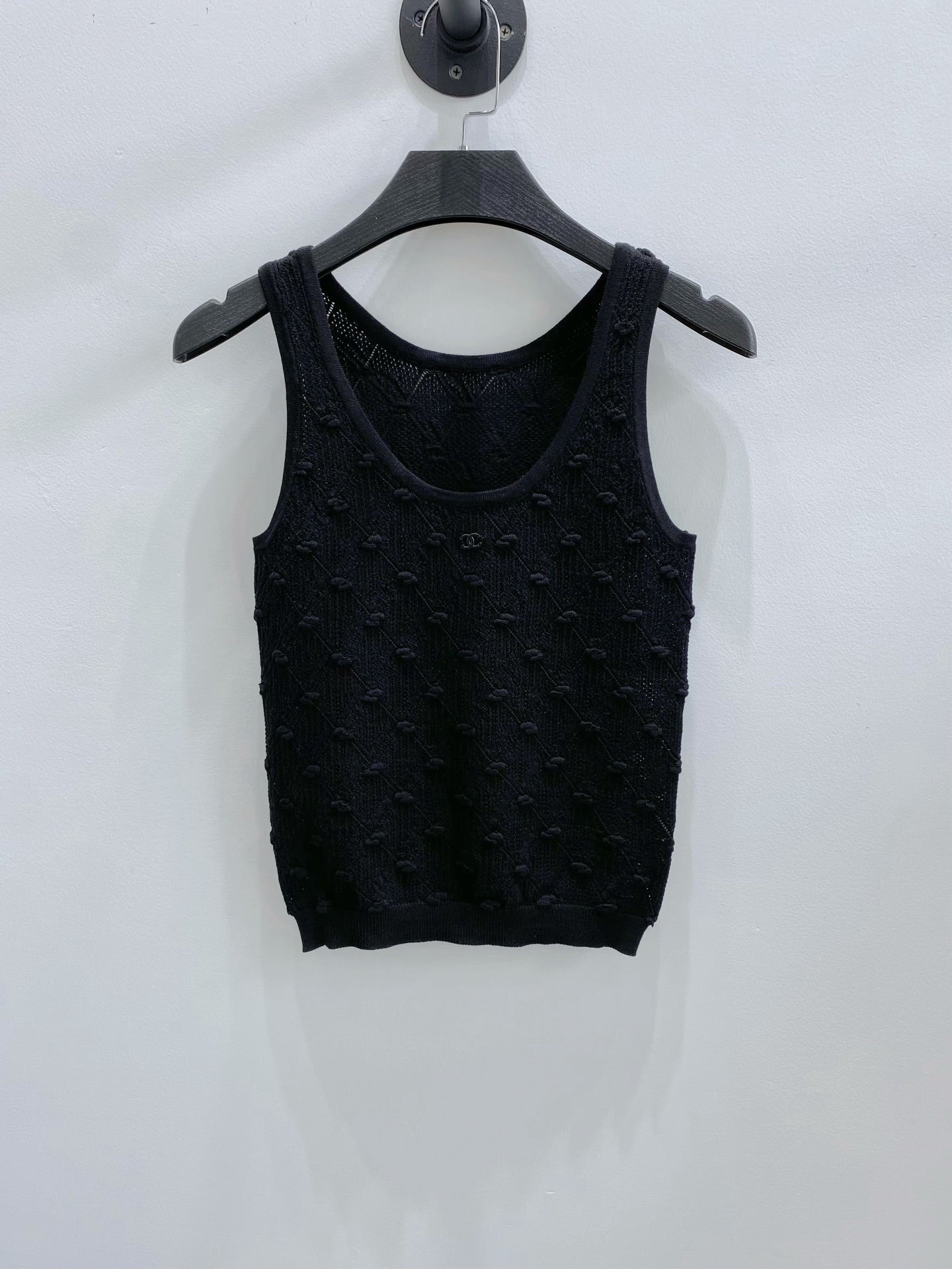 CC 26s Knit Tank Top Black Cotton Viscose 423128