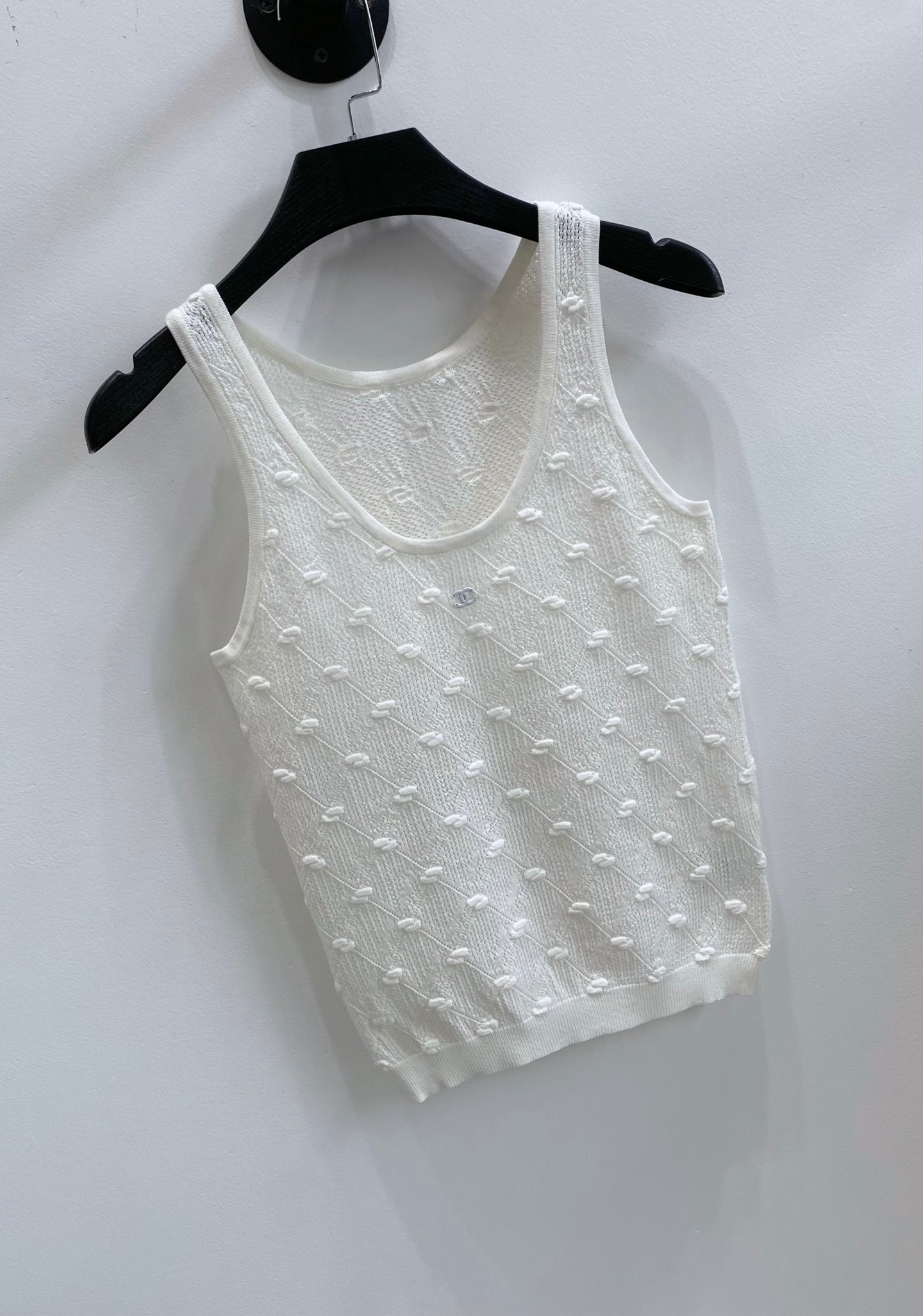 CC 26s Knit Tank Top White Cotton Viscose 423129