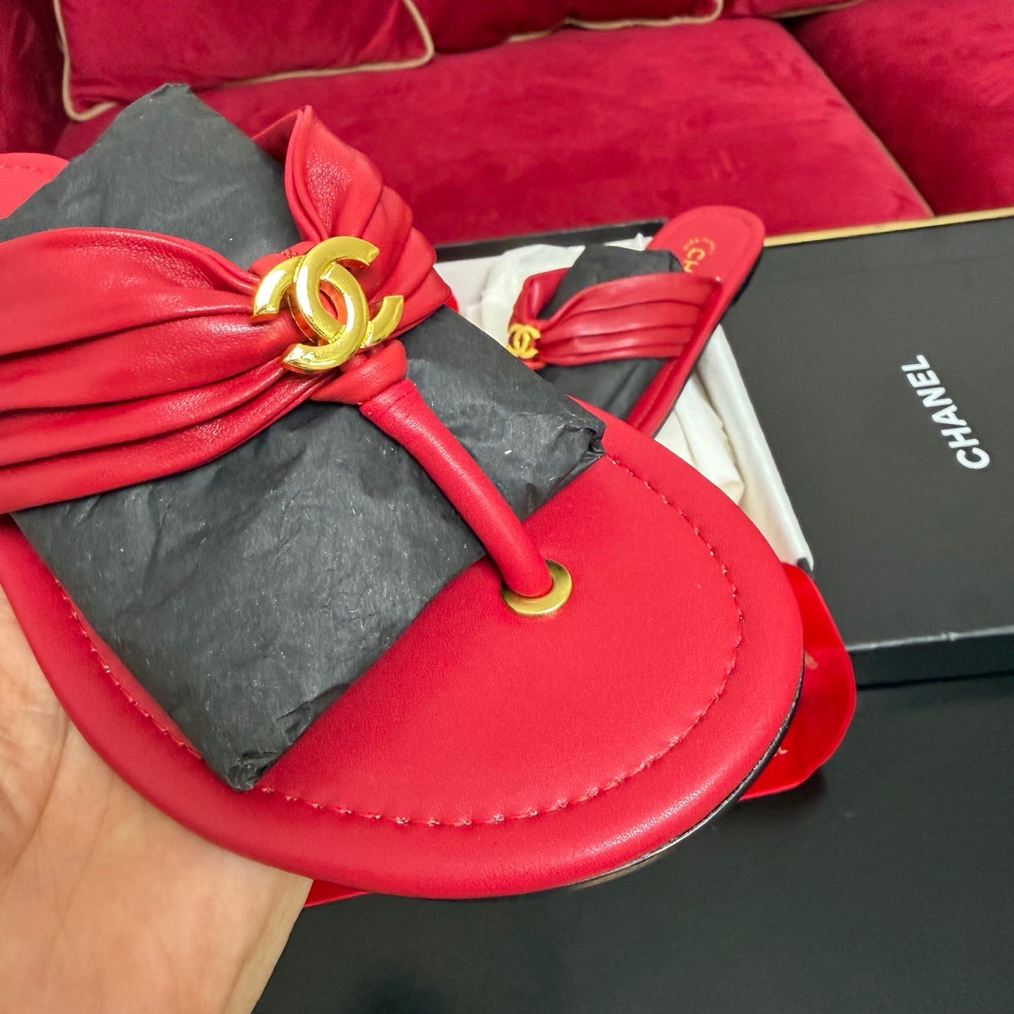 Chanel 2026 Flip-slop Sandal Red Lambskin 742745