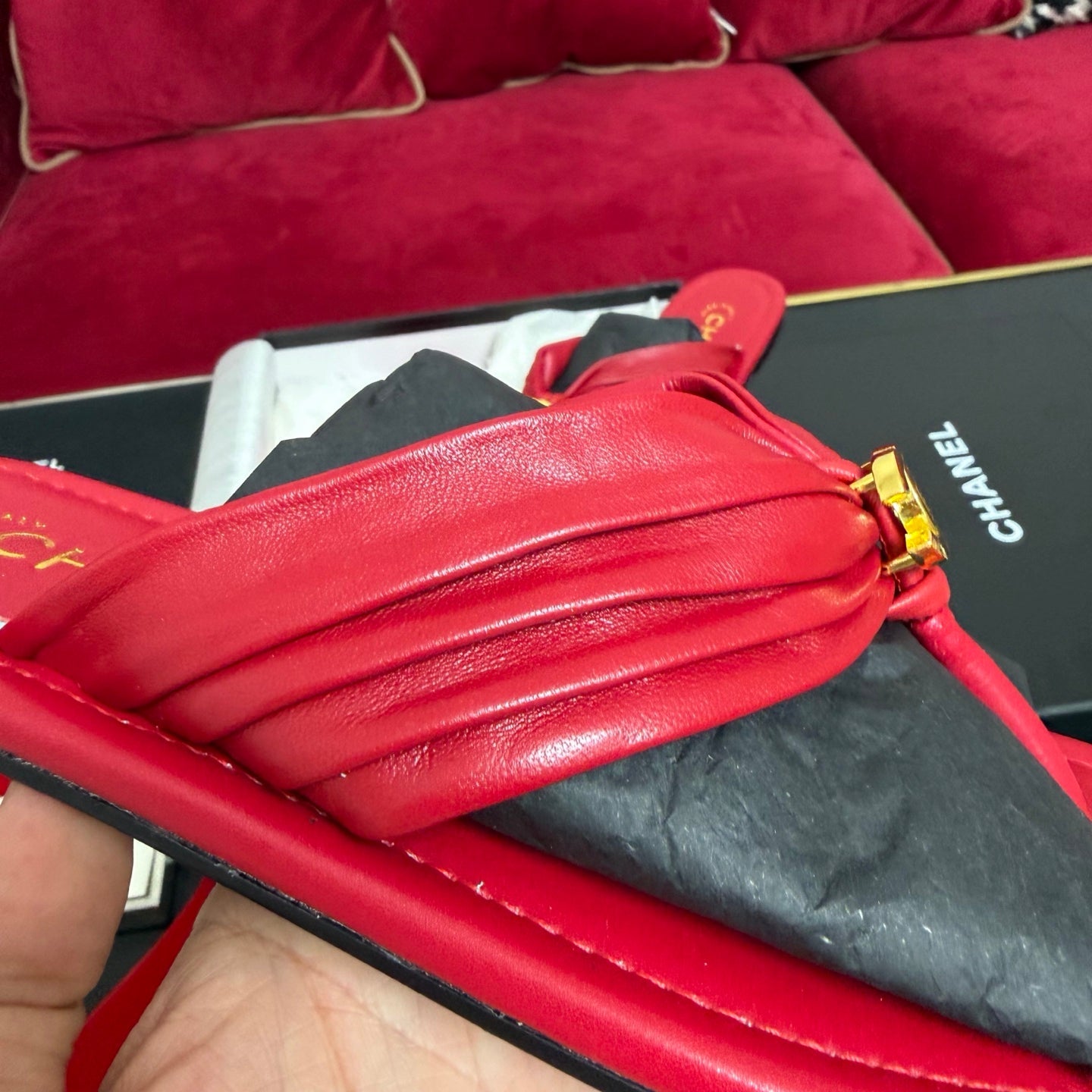Chanel 2026 Flip-slop Sandal Red Lambskin 742745