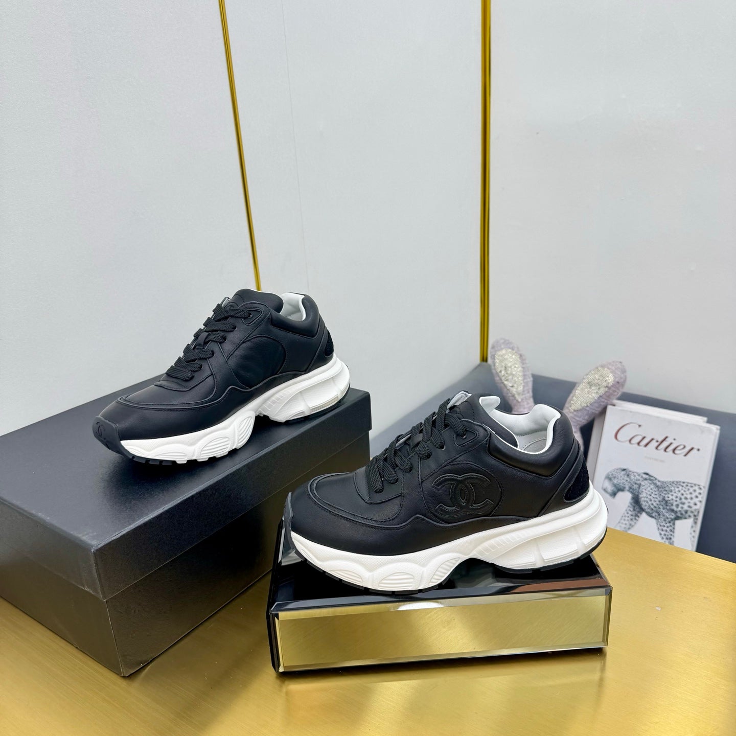 CC 26s Chunky Sneakers Black Calfskin 927323