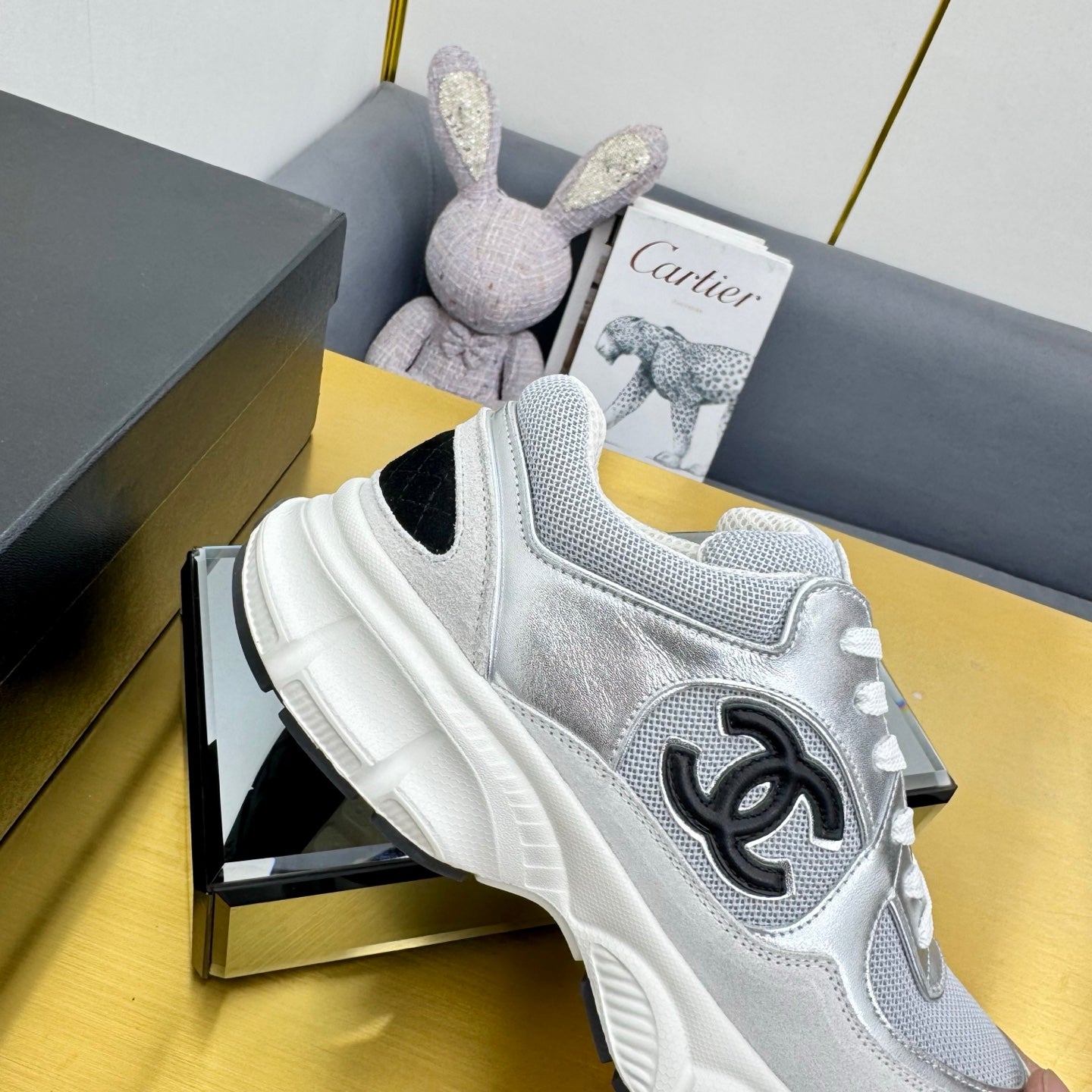 CC 26s Chunky Sneakers Grey Sliver Suede Calfskin 927333