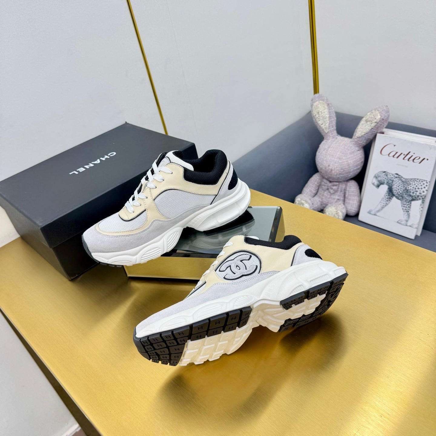 CC 26s Chunky Sneakers Grey Beige Black Suede 927334