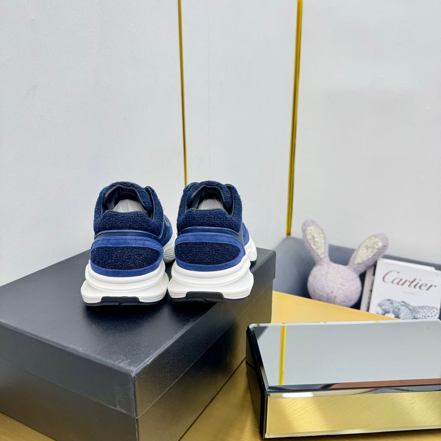 CC 26s Chunky Sneakers Dark Blue Calfskin Tweed 927327