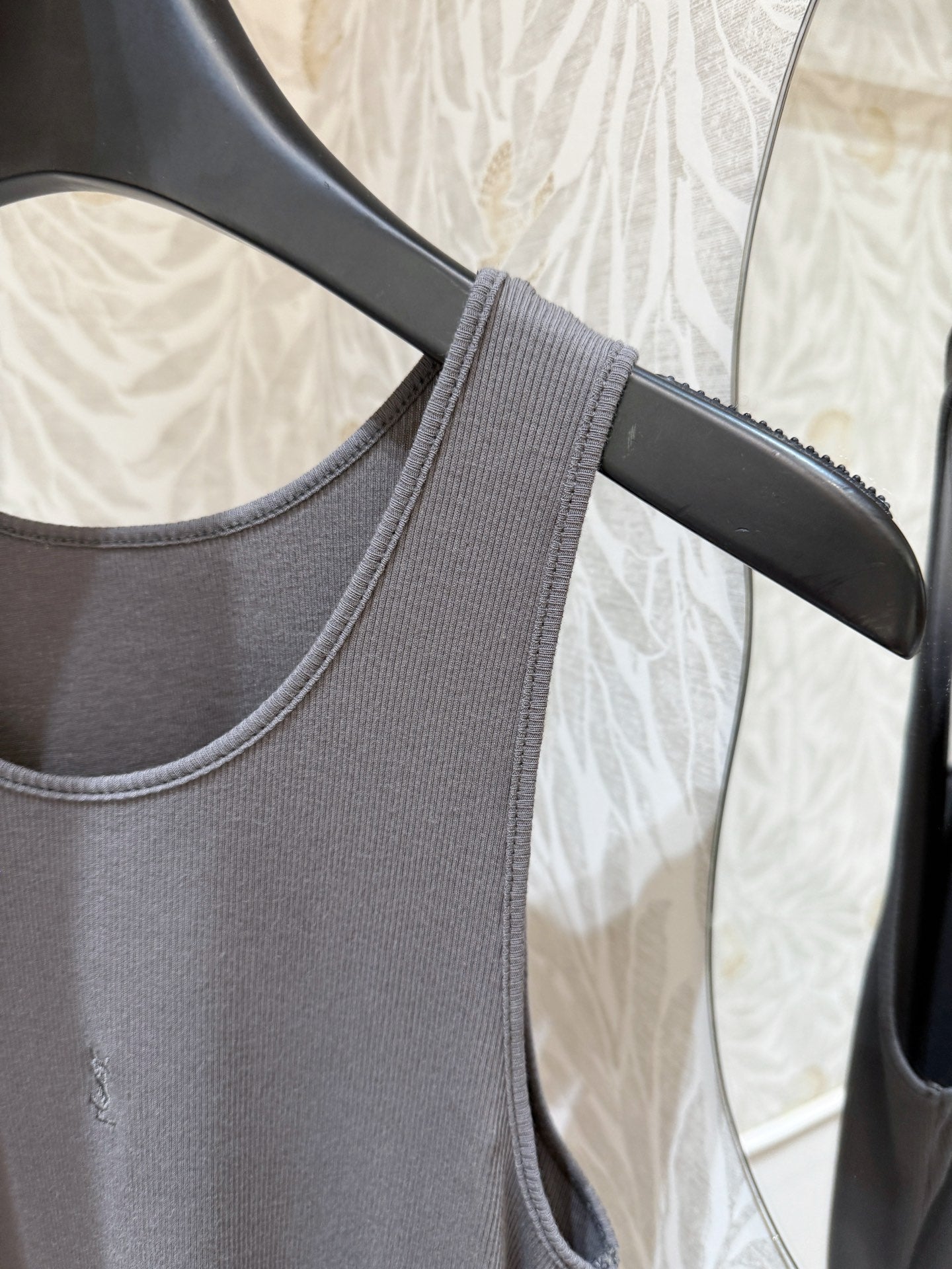 YSL Ribbed Vest Smoky Gray Cotton