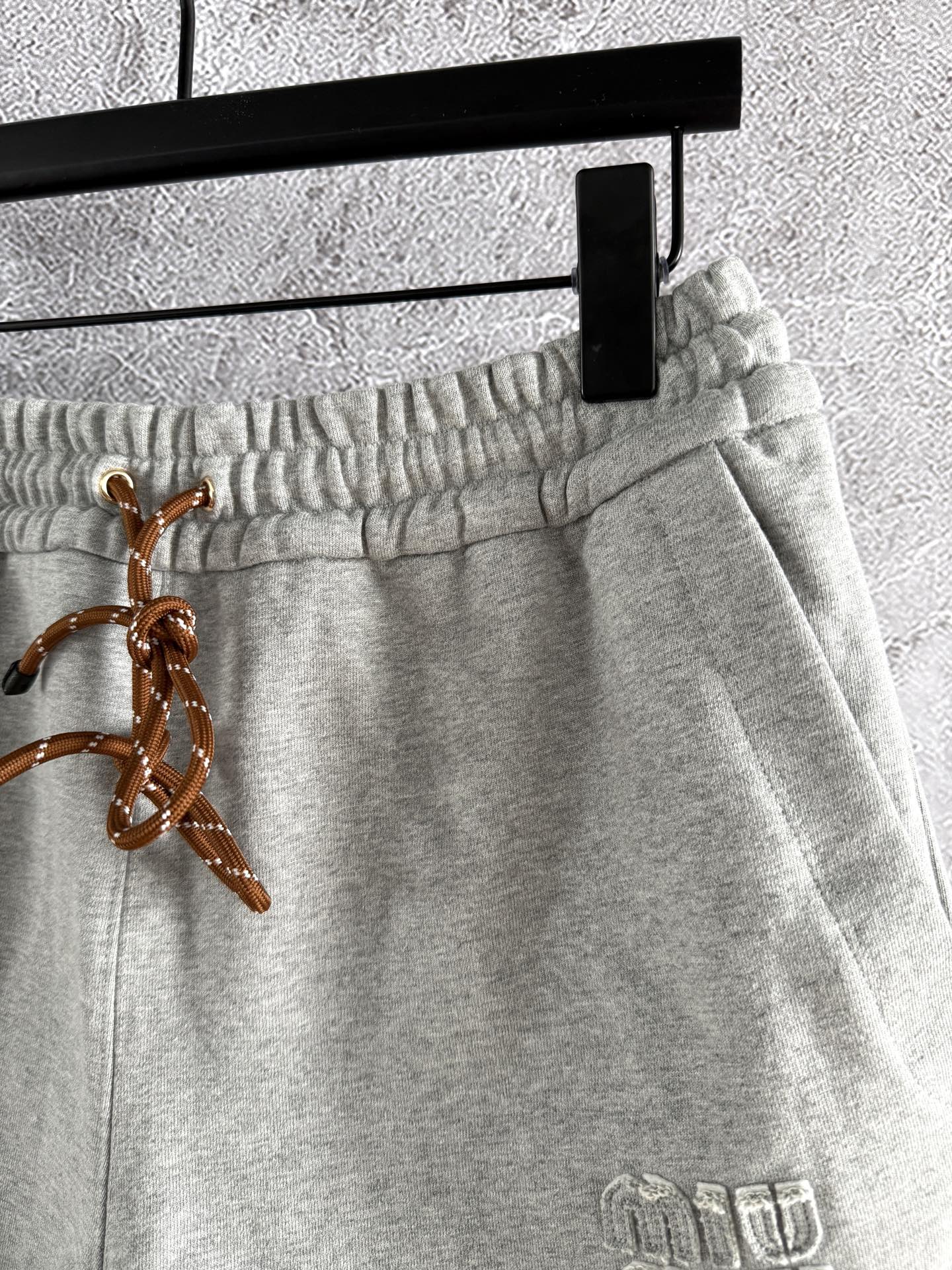 Miu Miu Drawstring raw edge shorts Ligth Gray Cotton