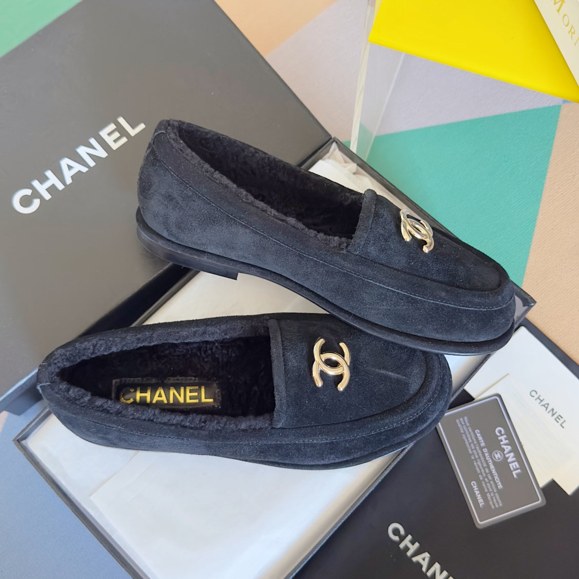 CC Moccasins 15mm Black Suede