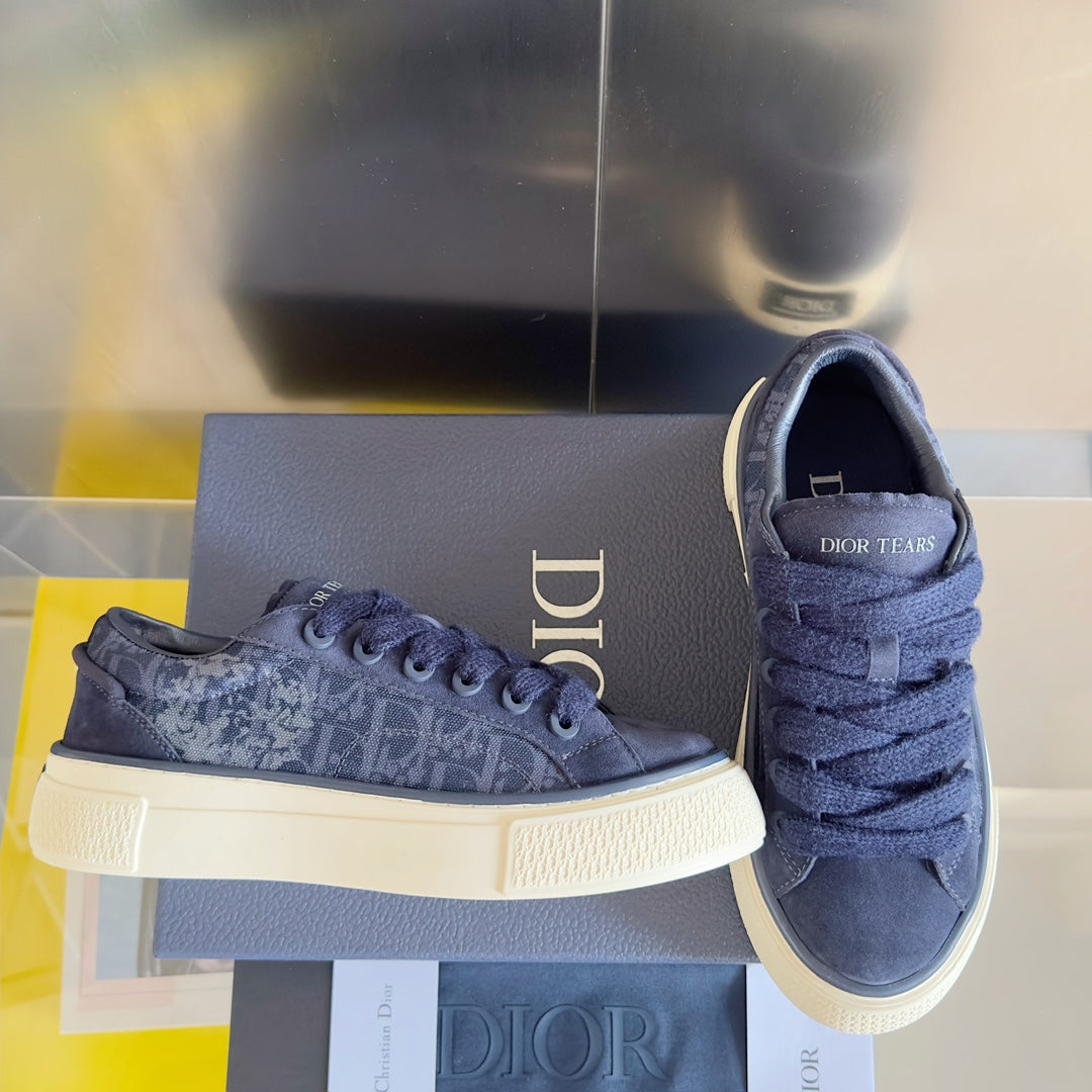 CD B33 Sneaker 40mm Charcoal Blue Monogram Suede
