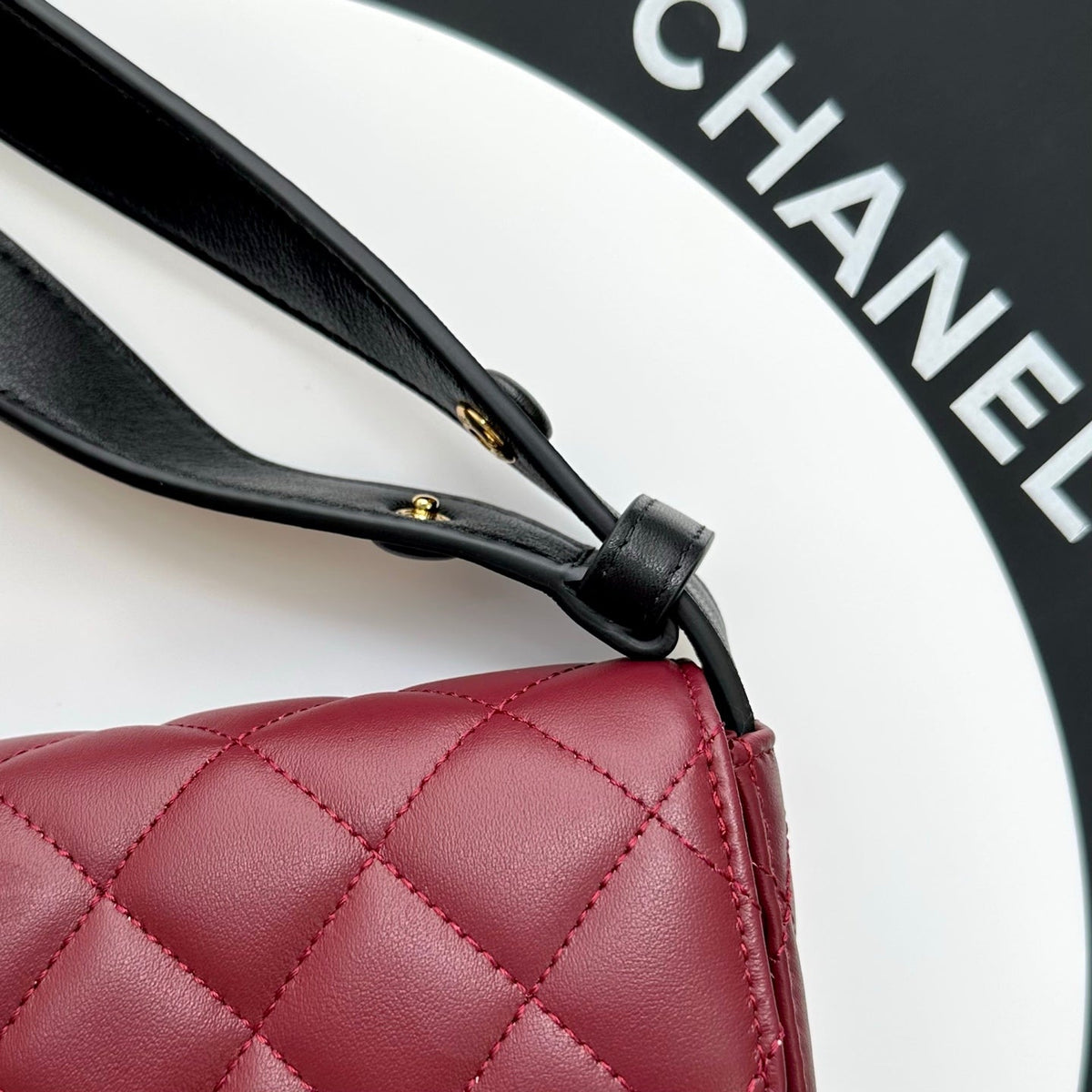Chanel 2026 Pouch With Leather Strap 25cm Calfskin Suede