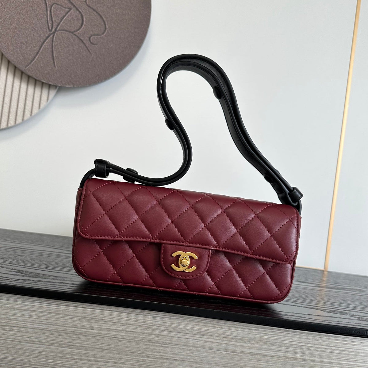 Chanel 2026 Pouch With Leather Strap 25cm Calfskin Suede