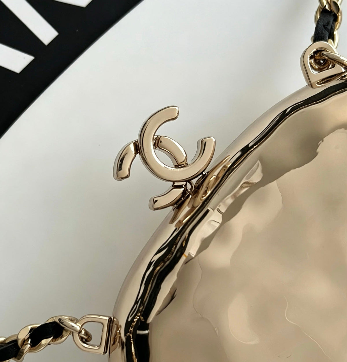 Chanel 2026 Pouch With Chain Strap 11cm Gold Hammered Metal