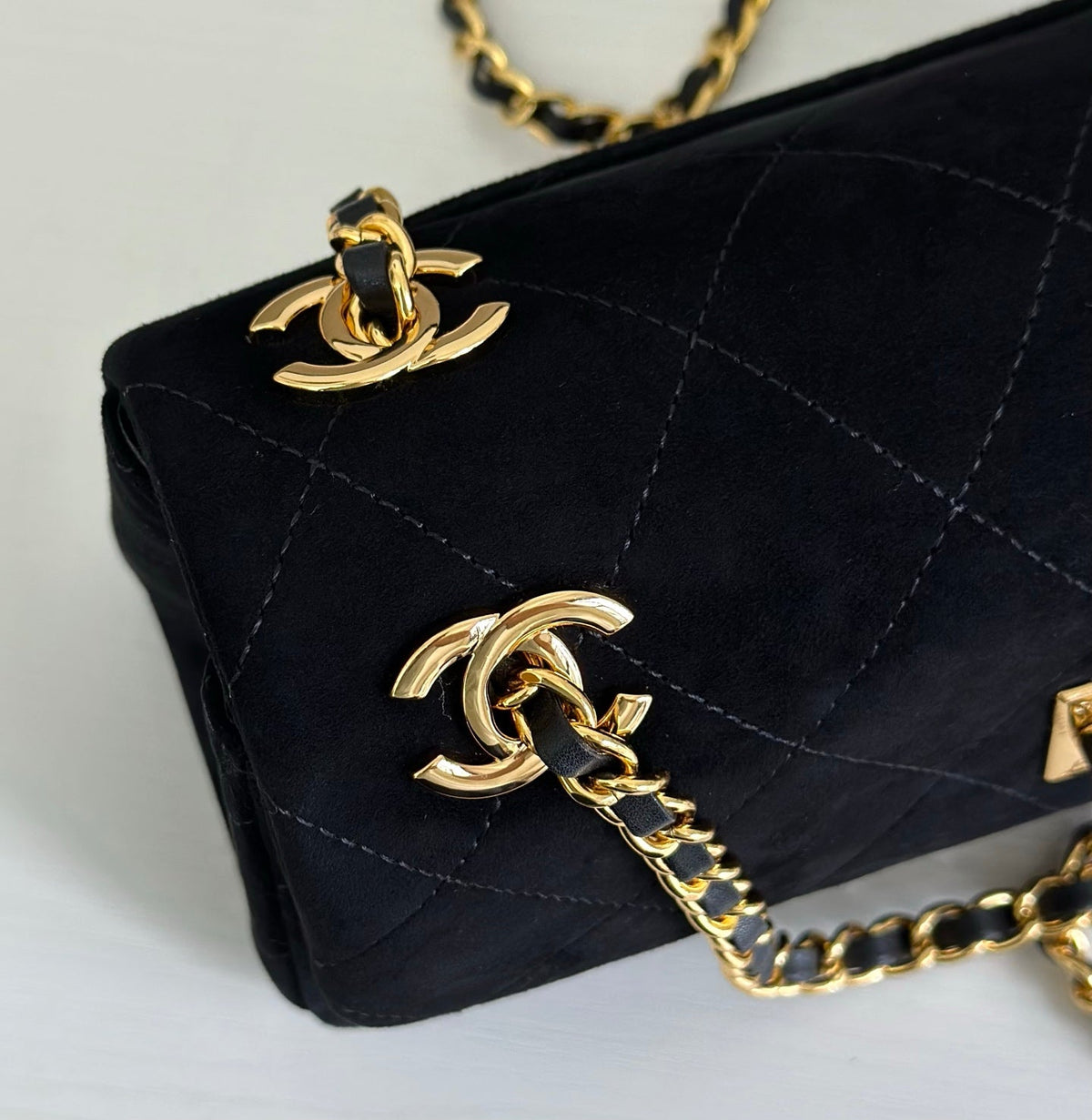 Chanel 2026 Pouch With Chain Strap 22cm Black Suede