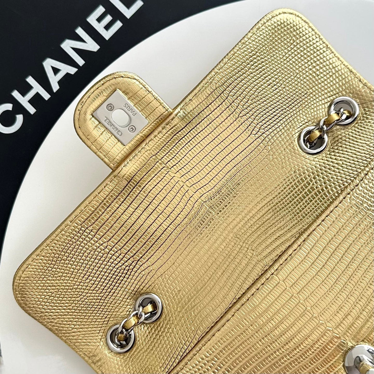 Chanel 2026 Pouch With Chain Strap 21.5cm Gold Metallic Lizard