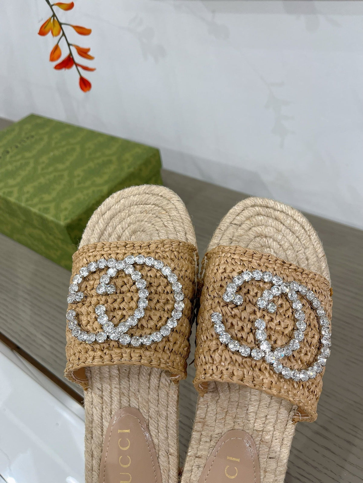GG 26s Interlocking G Espadrille Copper Fabric