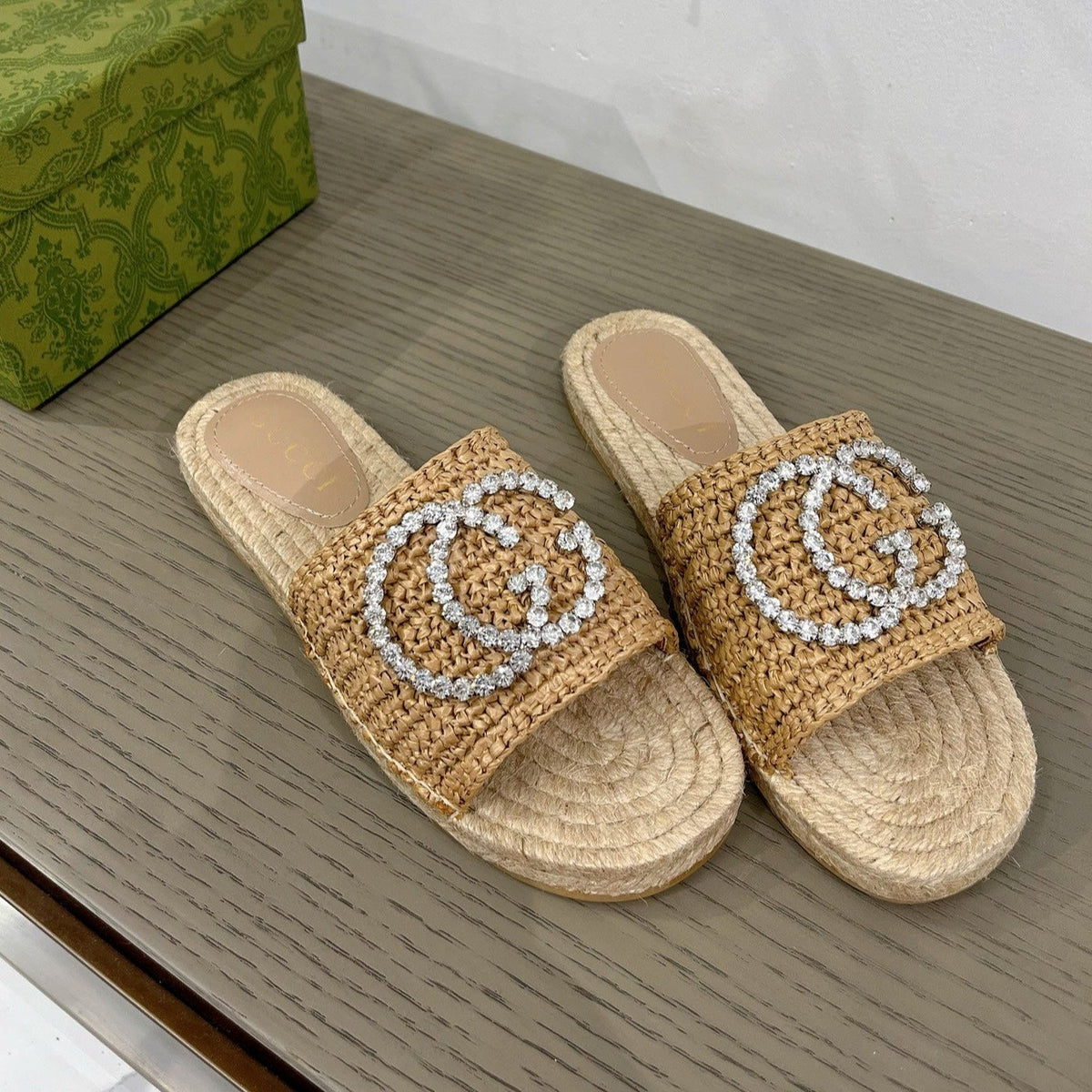 GG 26s Interlocking G Espadrille Copper Fabric