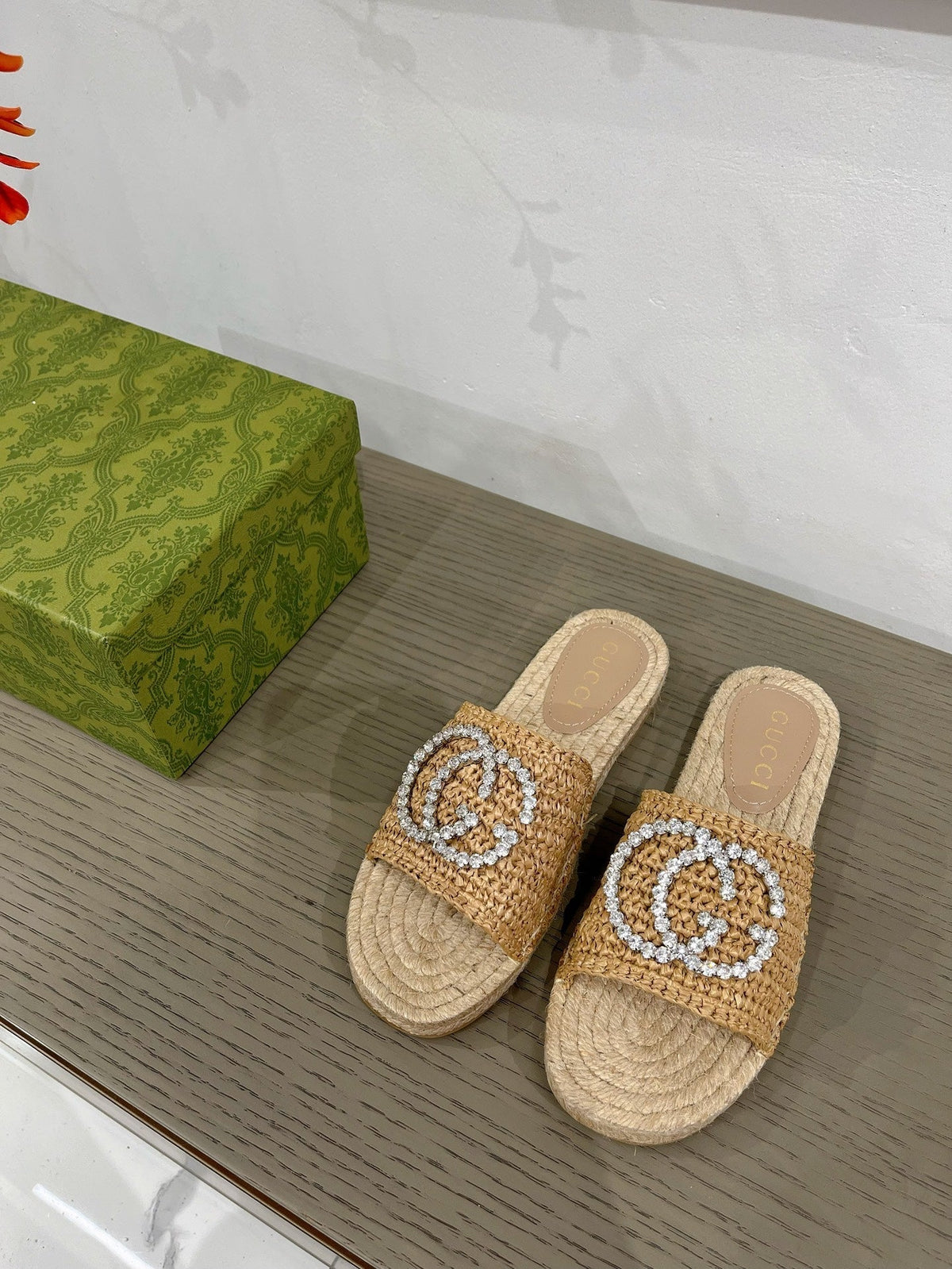 GG 26s Interlocking G Espadrille Copper Fabric