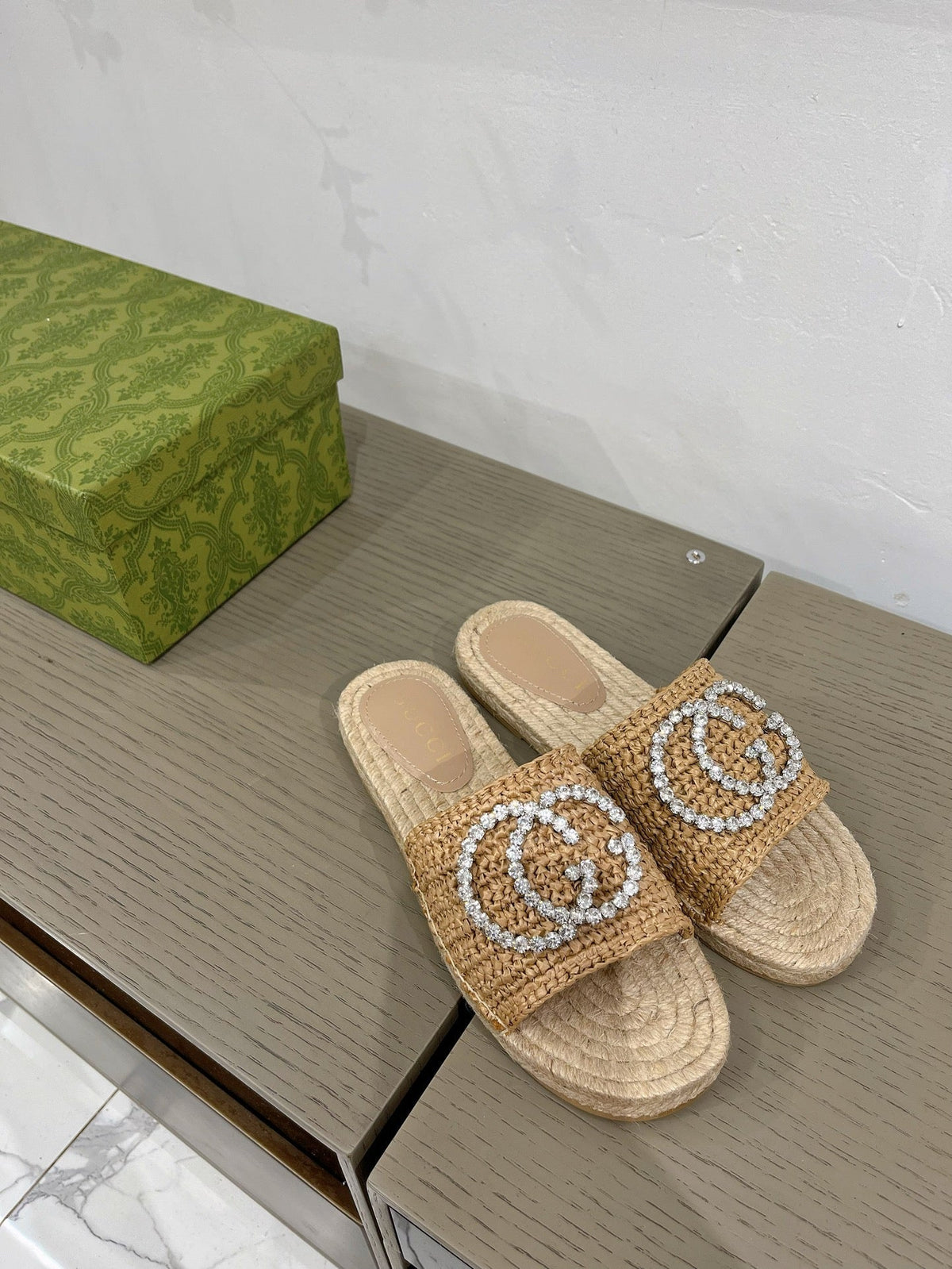 GG 26s Interlocking G Espadrille Copper Fabric