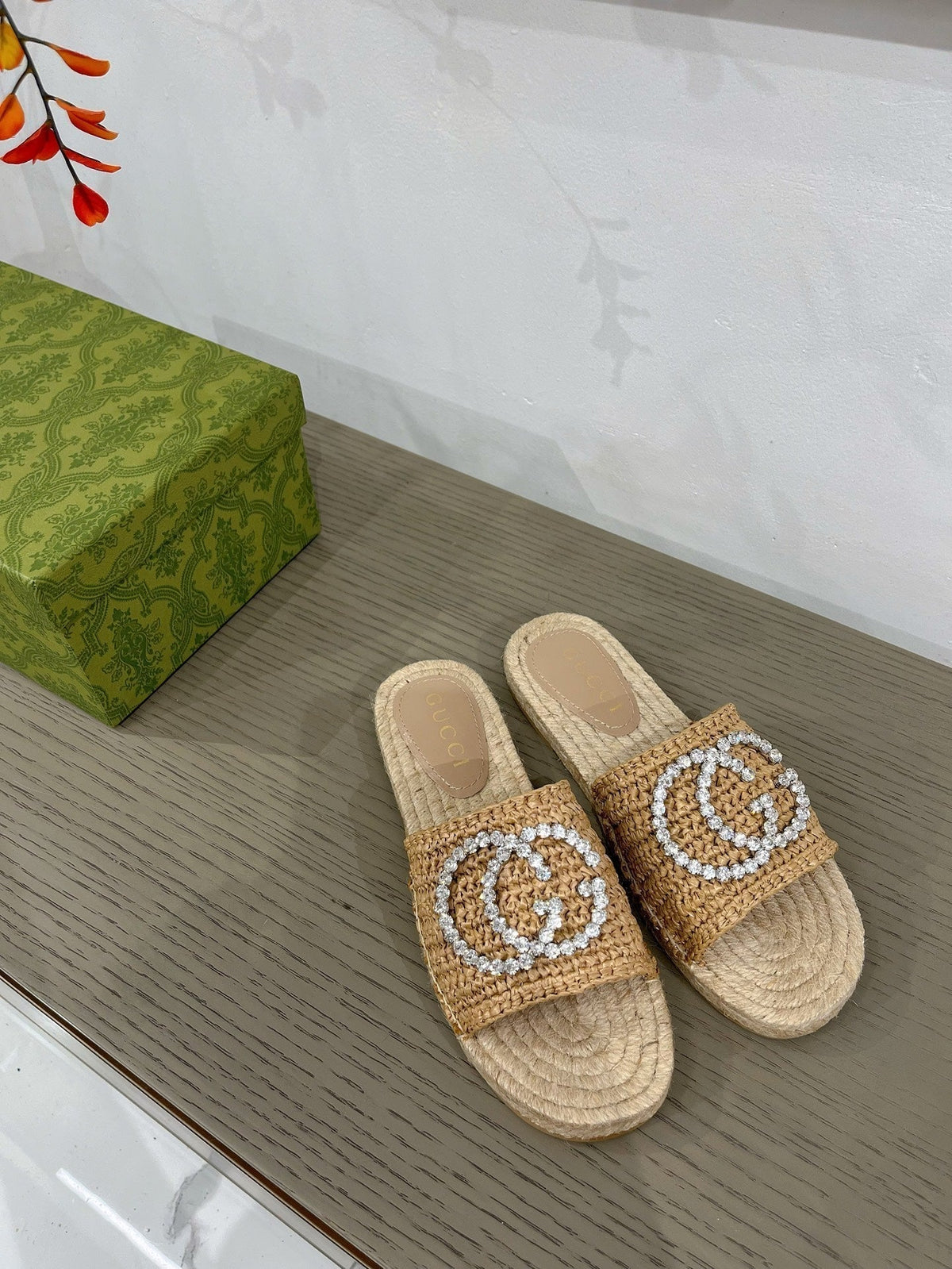GG 26s Interlocking G Espadrille Copper Fabric