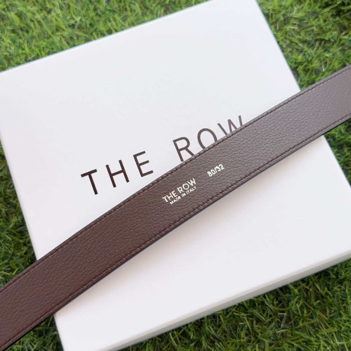 The Row Jin Belt 3cm Chocolate Sliver Cowhide 211140
