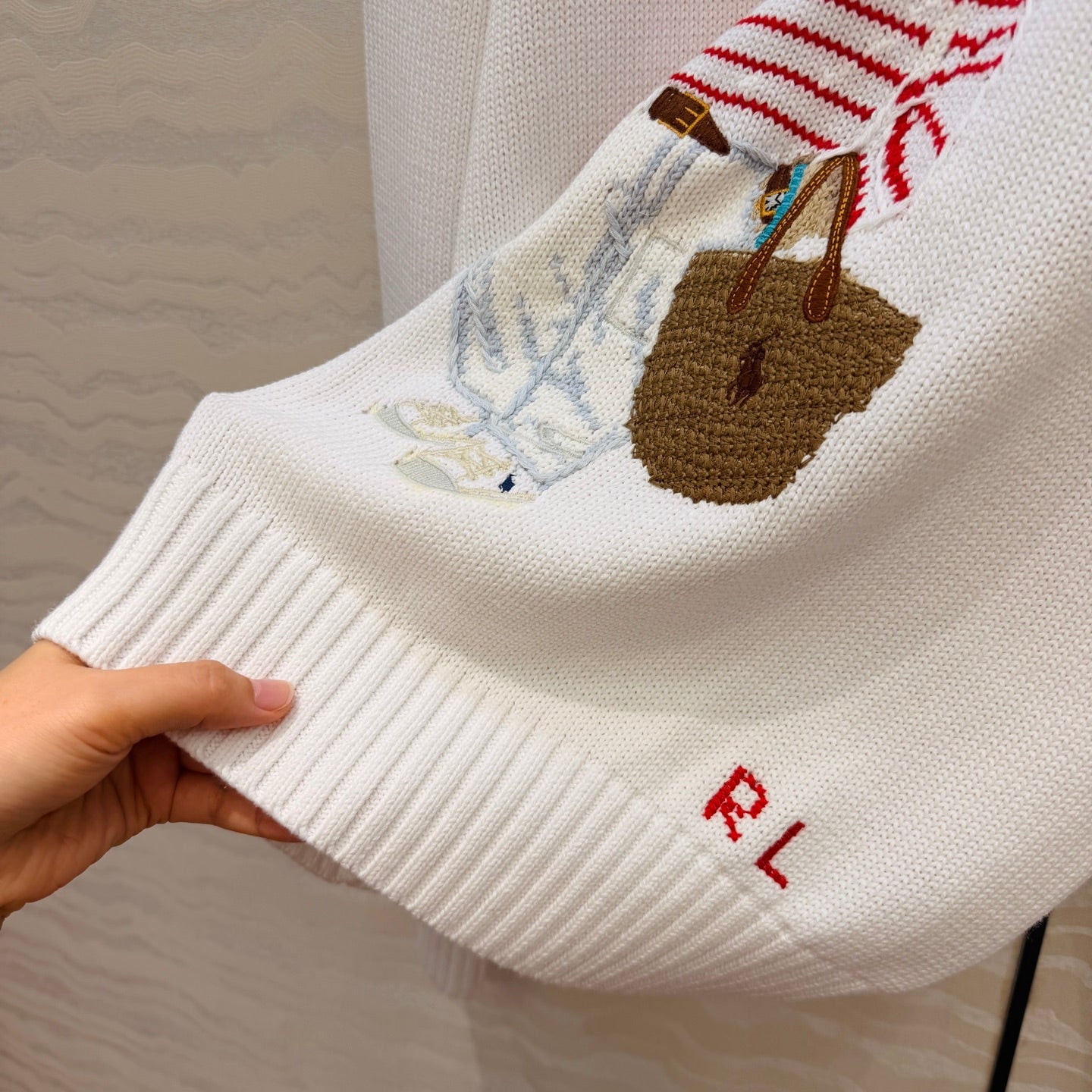 Ralph Lauren Polo Bear Jumper White Cotton 413078