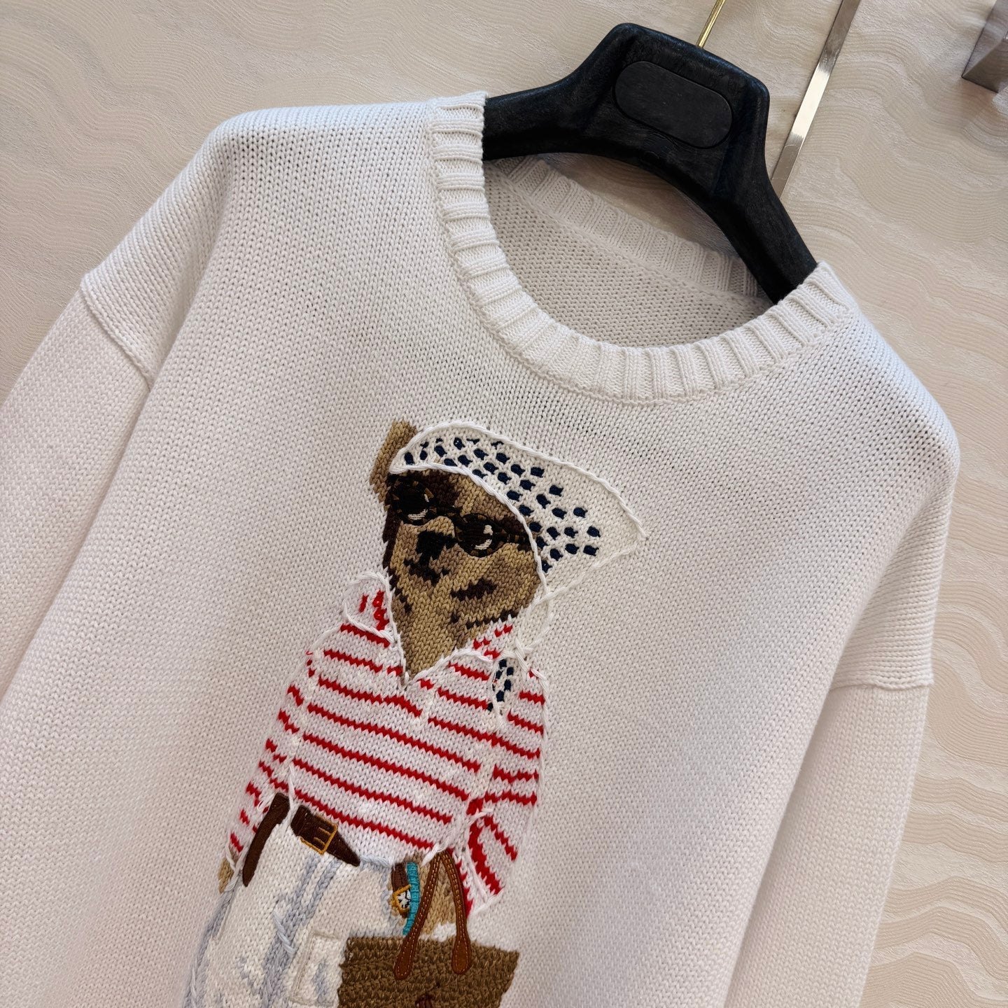 Ralph Lauren Polo Bear Jumper White Cotton 413078