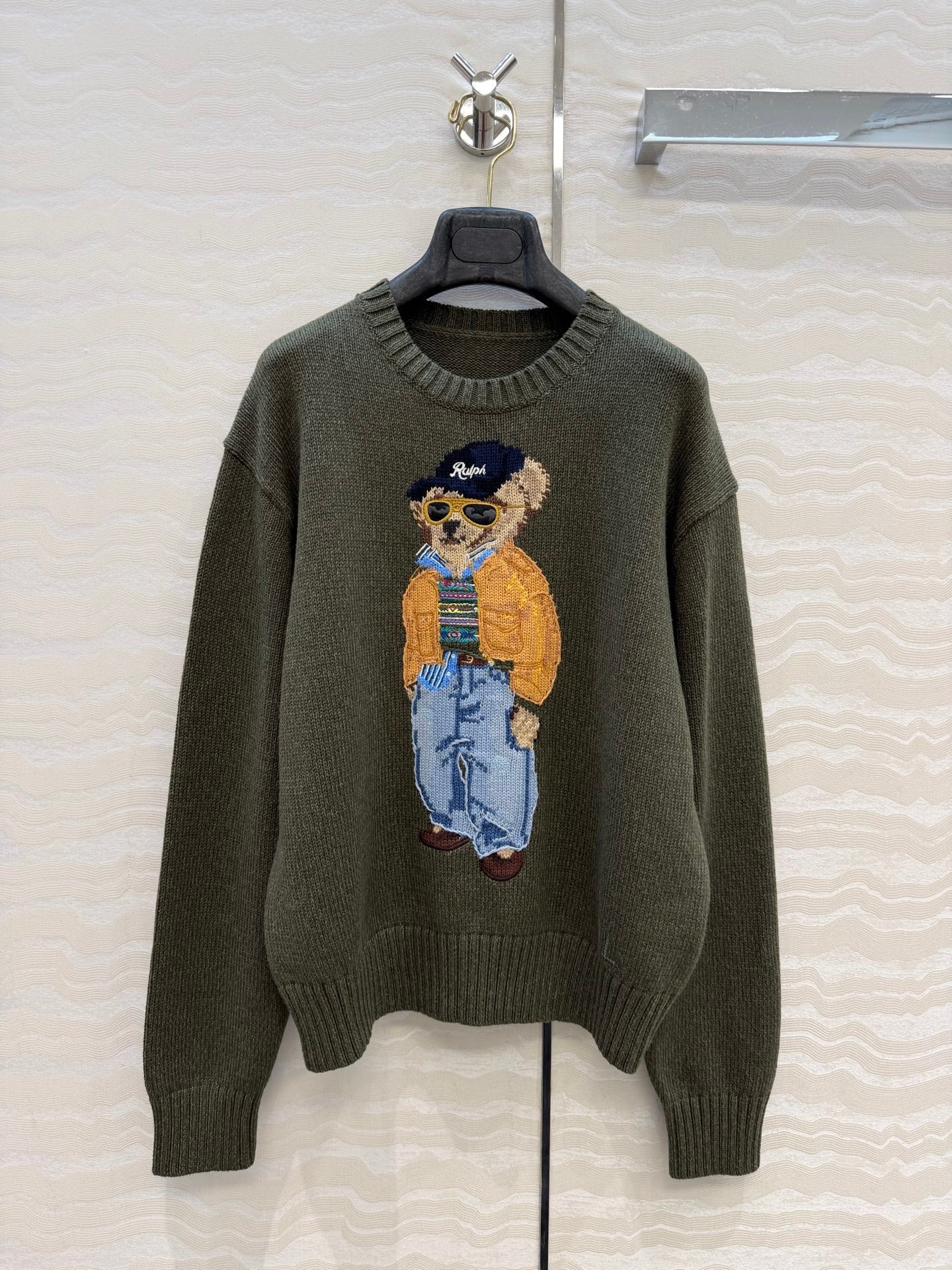 Ralph Lauren Polo Bear Jumper Olive Cotton 413078