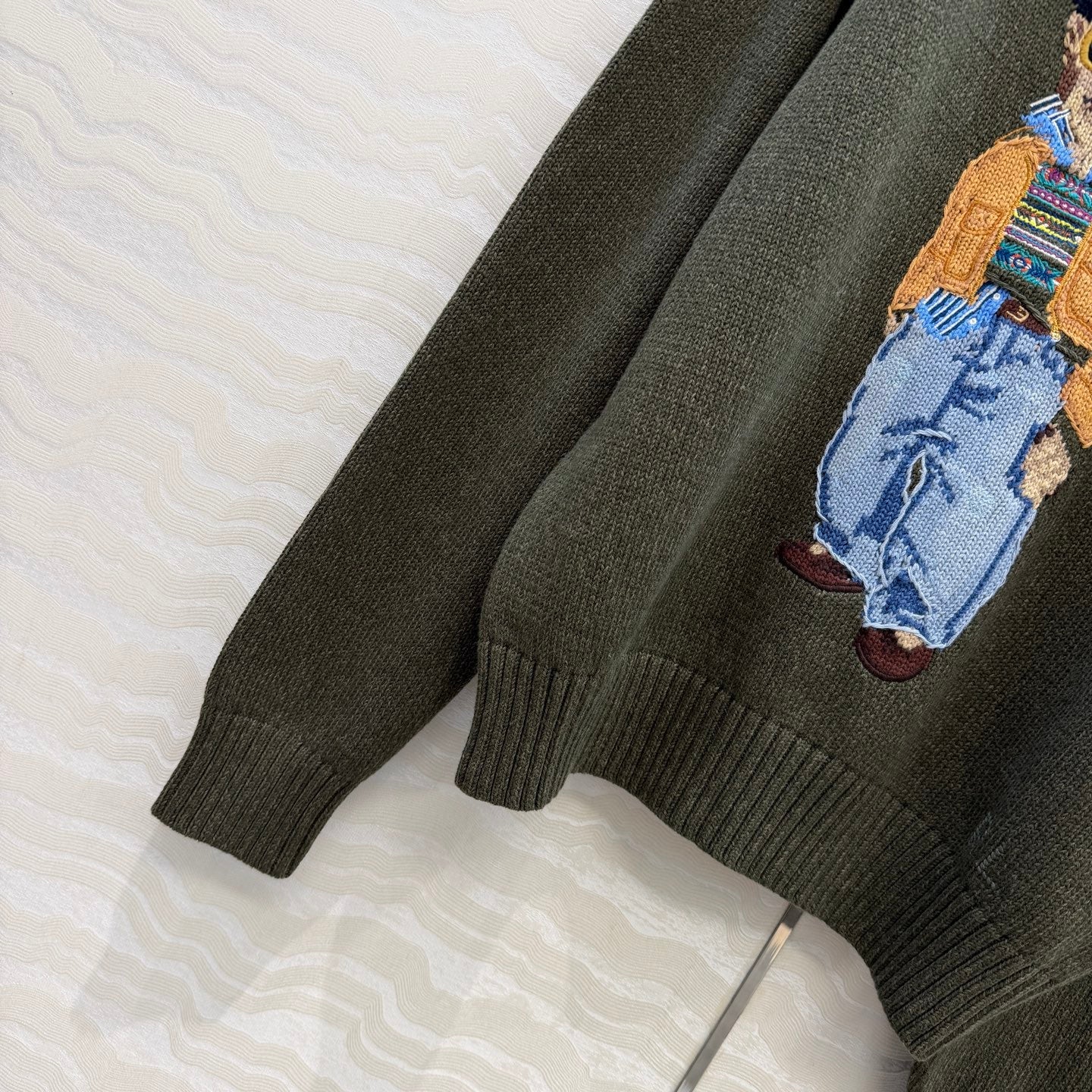 Ralph Lauren Polo Bear Jumper Olive Cotton 413078