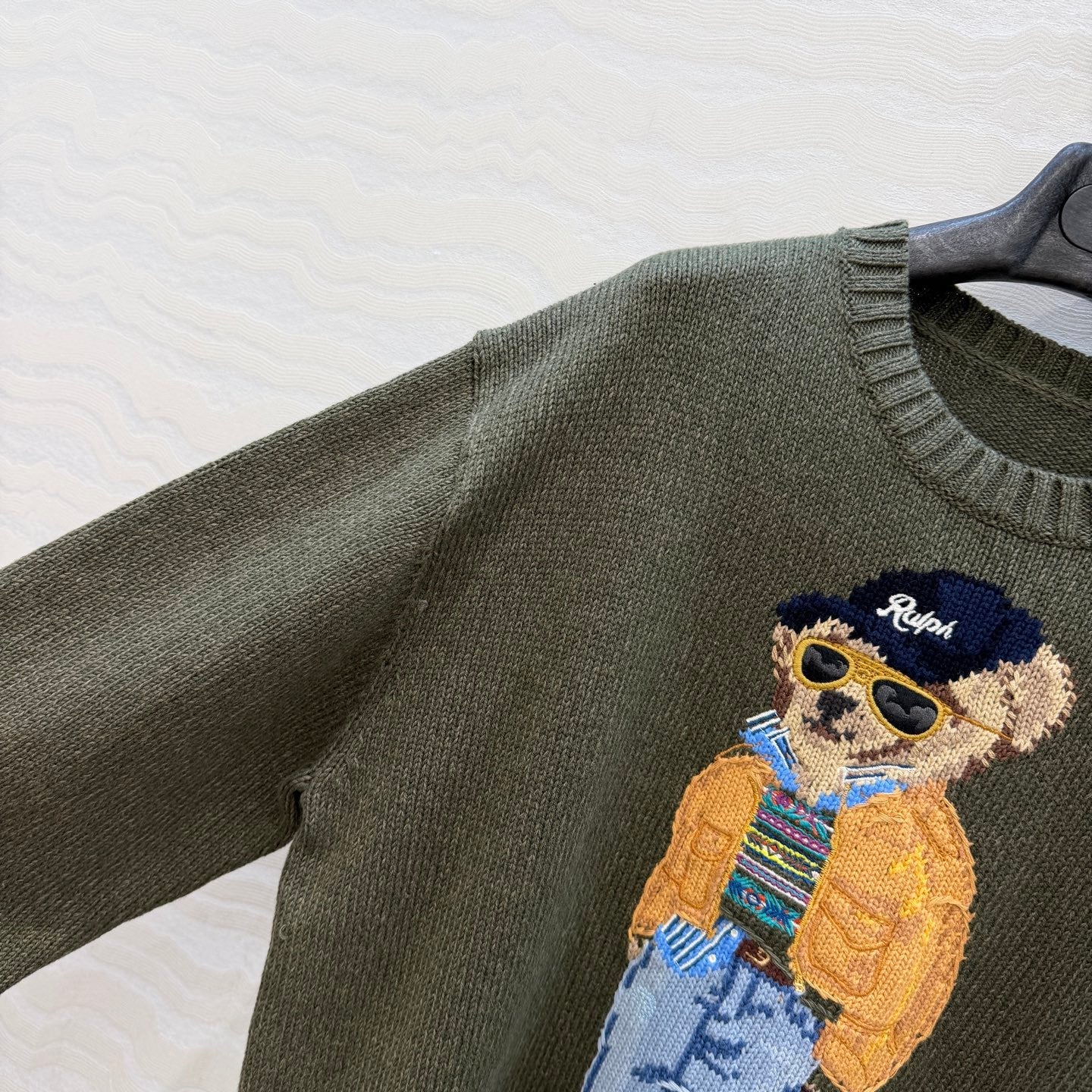 Ralph Lauren Polo Bear Jumper Olive Cotton 413078
