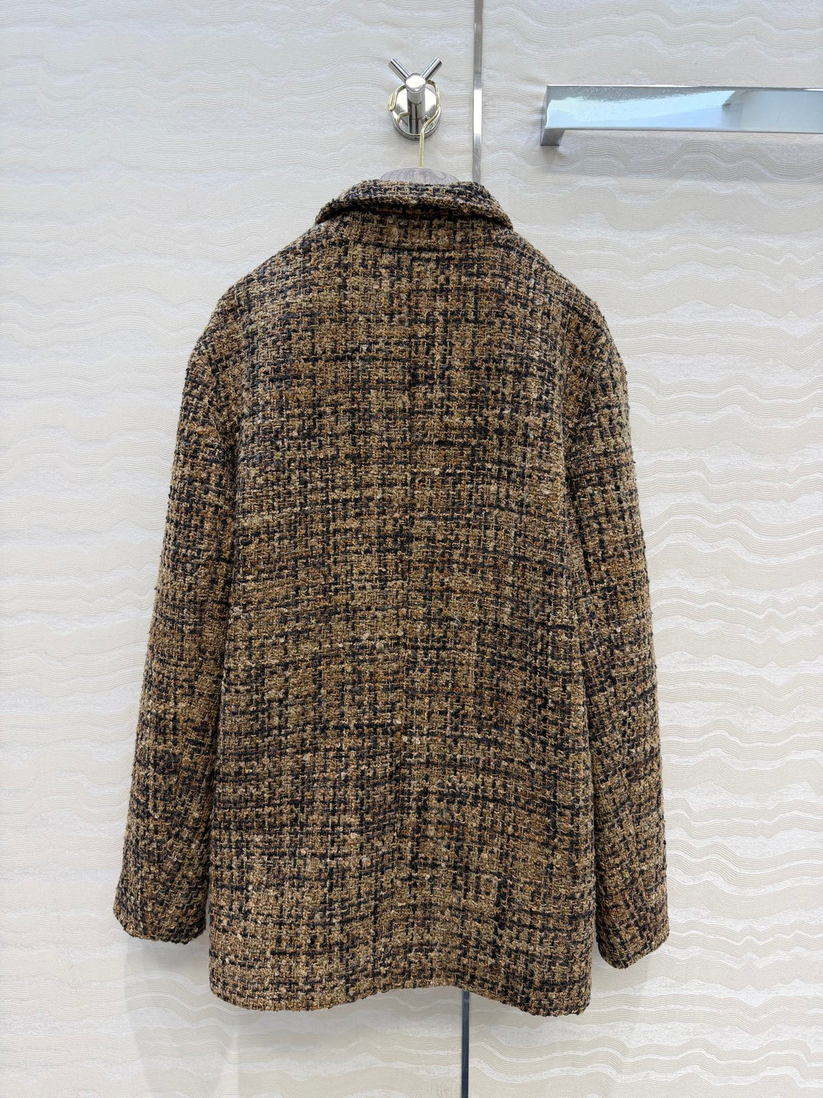 LP 26s Belted Tweed Blazer Coat Brown Wool Blend 429462