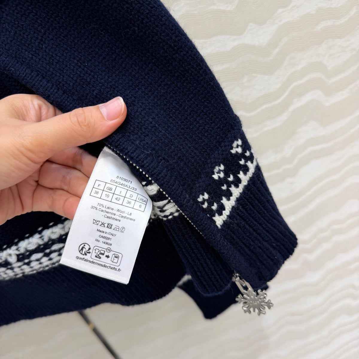 Dior 2026 Cardigan Navy Blue Wool Cashmere Knit 435693