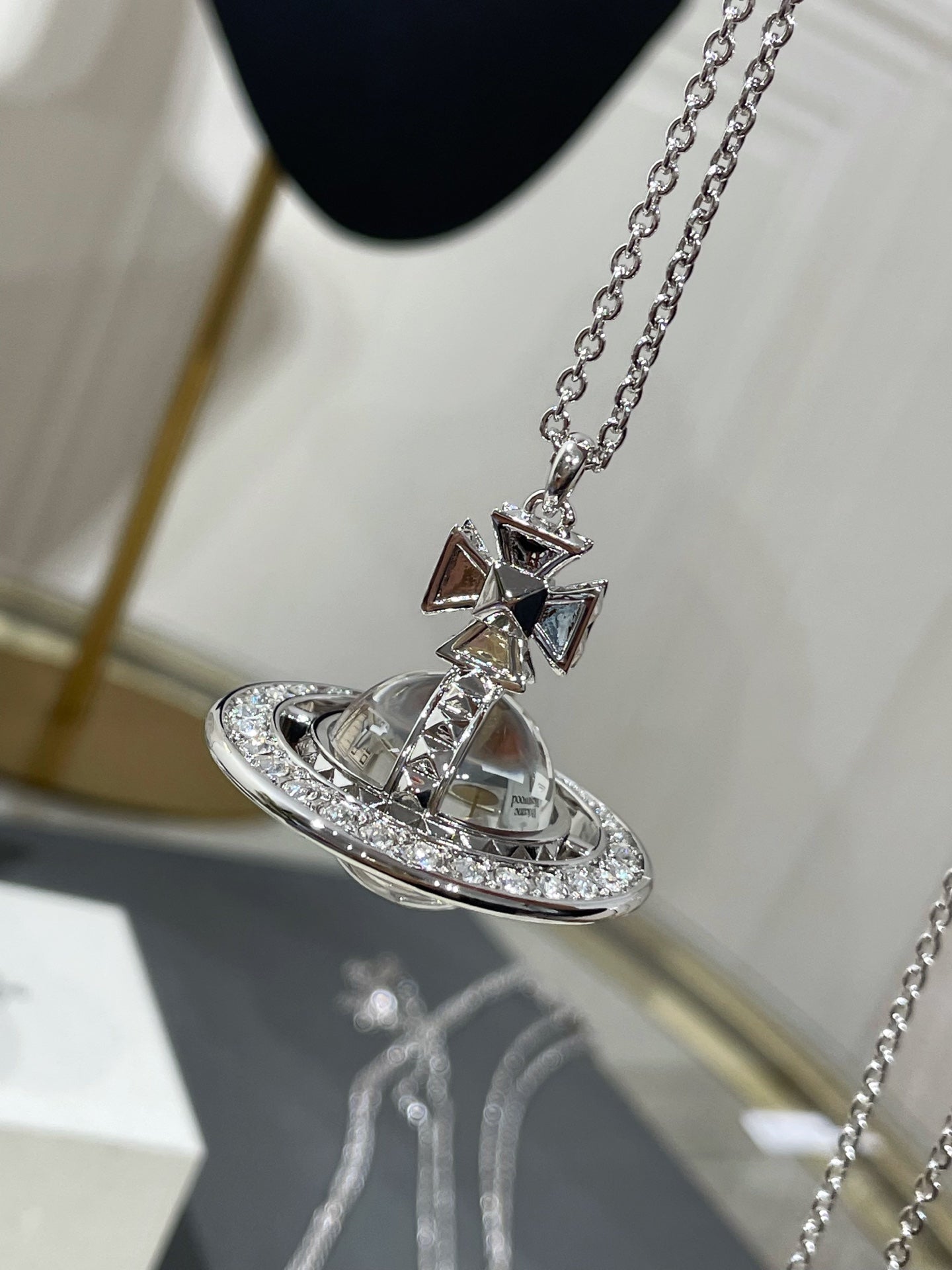 Vivienne Westwood Orb Necklace Crystal Sliver