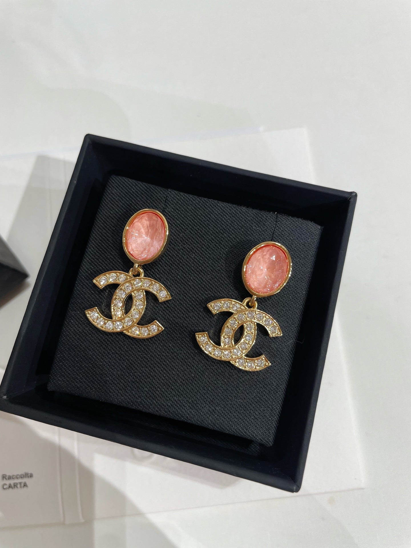 CC 26FW Pink Flower Gold Earrings 021