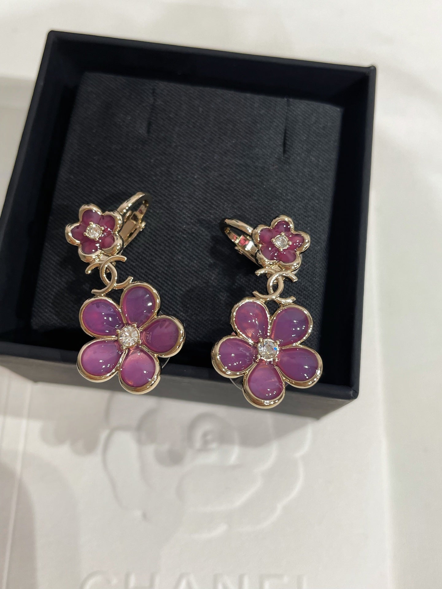 CC 26FW Pink Flower Gold Earrings 020