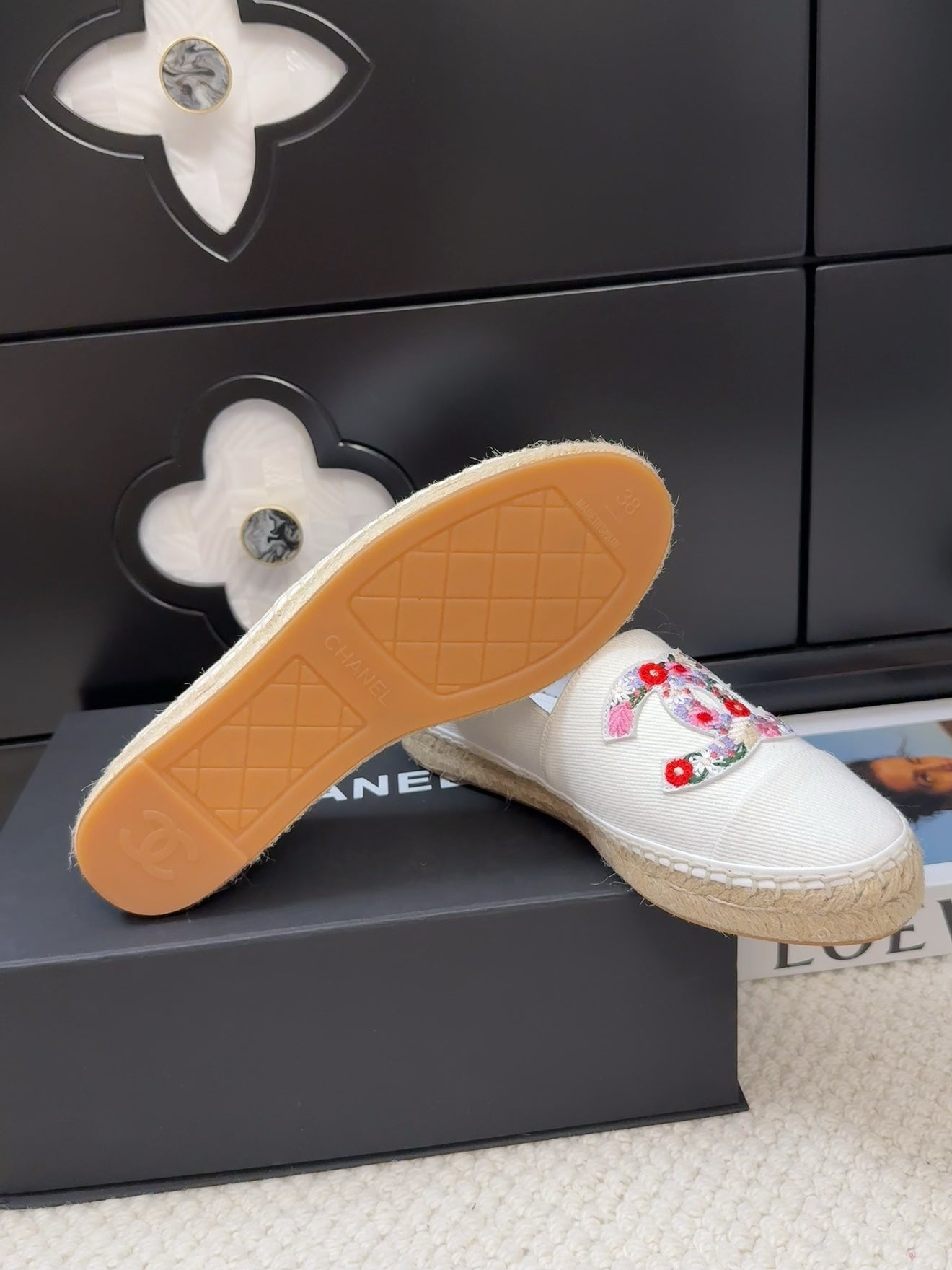 CC Loafer In White Canvas With Colorful Logo