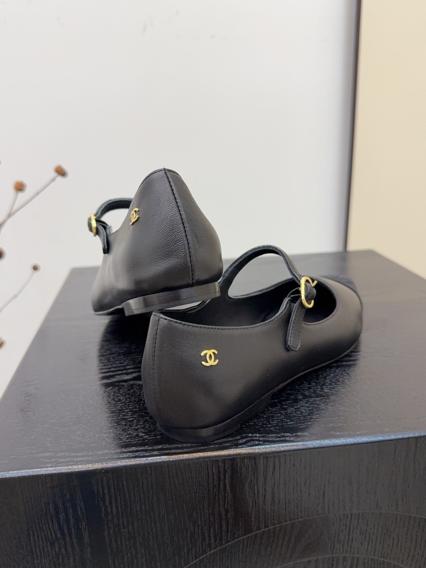 CD FW Mary Janes Black Lambskin & Grosgrain 505042
